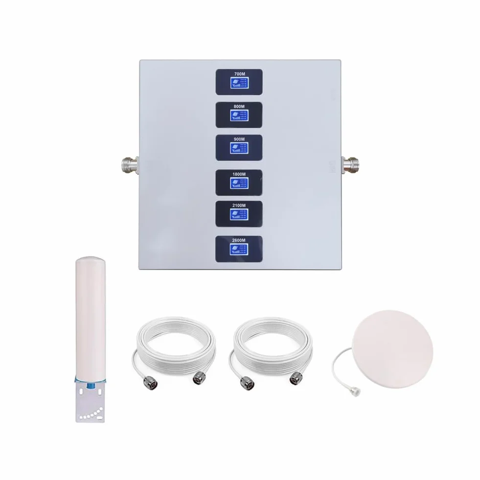 Amplificatore GSM Ripetitore Segnale Cellulare 6 Bande B1(N1)/B3(N3)/B7/B8/B20/B28(N28), Migliora il Tuo Segnale 2G/3G/4G/5G