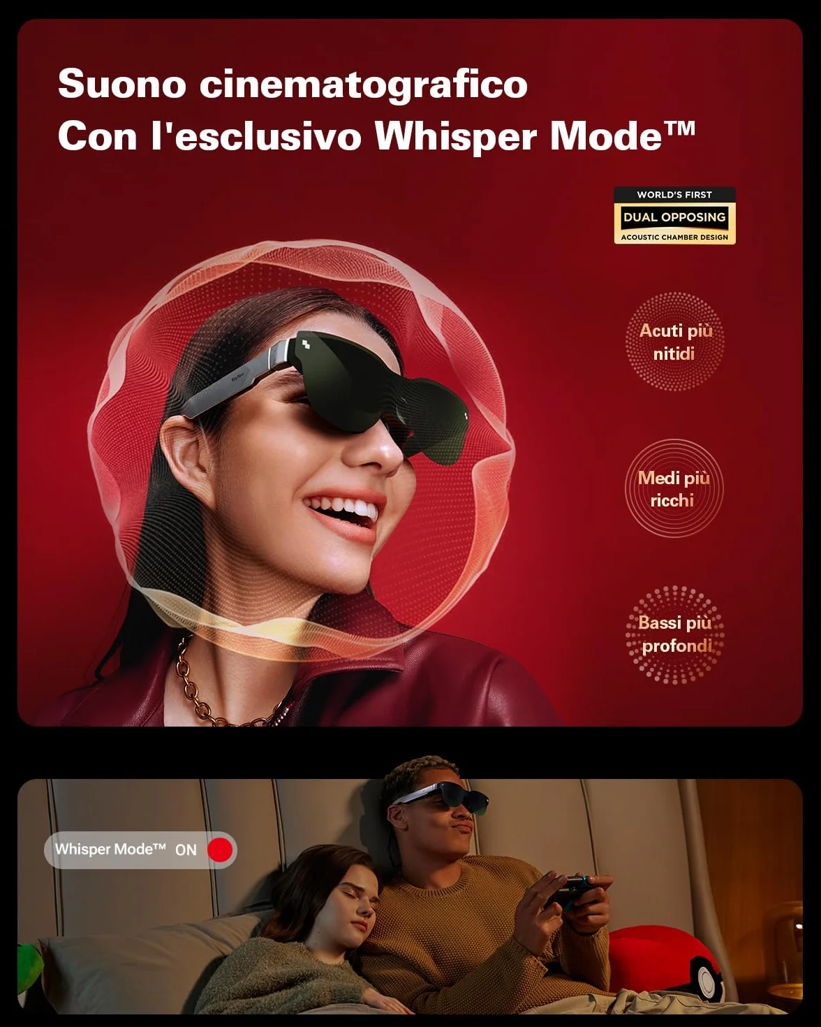 RayNeo Air 3s Occhiali AR/XR, Display HueView 201" 120Hz FHD, Dispositivo video AR portatile per iPhone 16/15, Android, Mac, Switch, PS5, Steam Deck – Teatro indossabile di prossima generazione