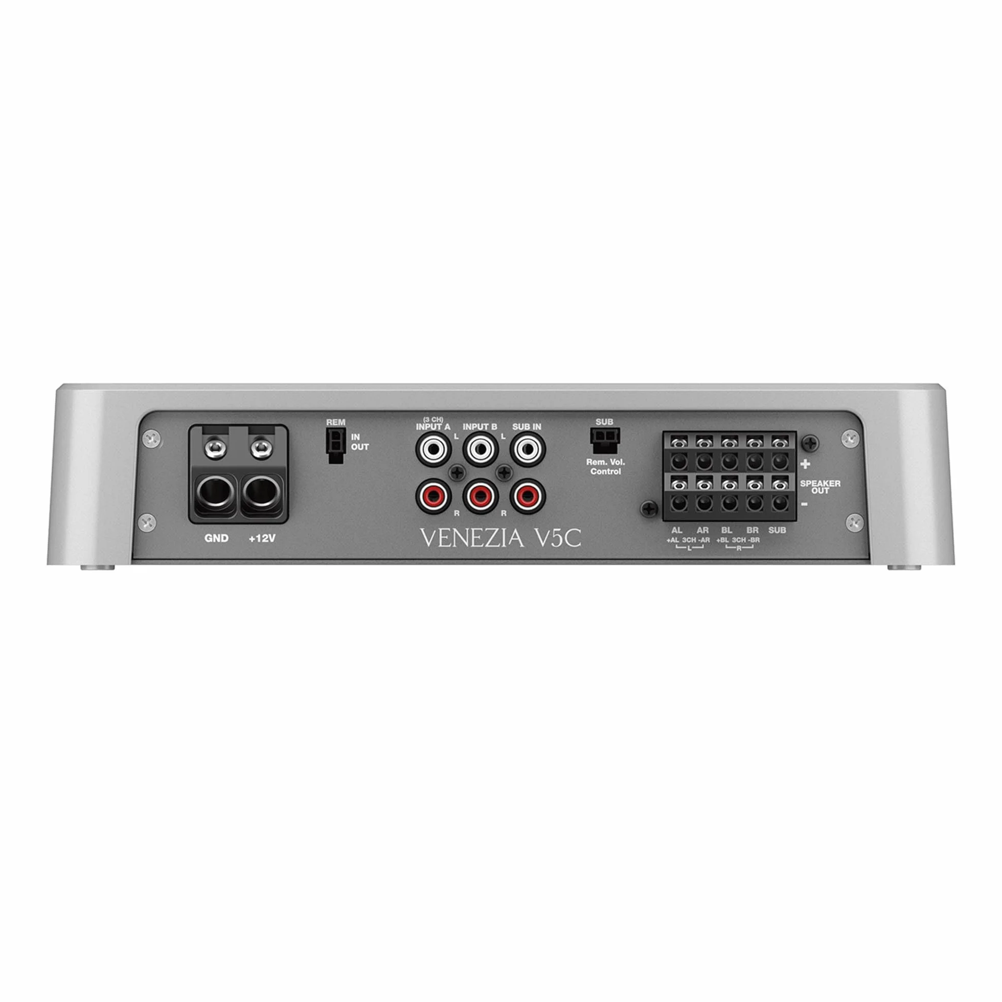 Hertz VENEZIA V5C – Amplificatore marino compatto 5 canali Class D, 80 W×4 + 330 W sub @4 Ω, 1010 W totali, Hi‑Res, IPX2, Safe‑Lock