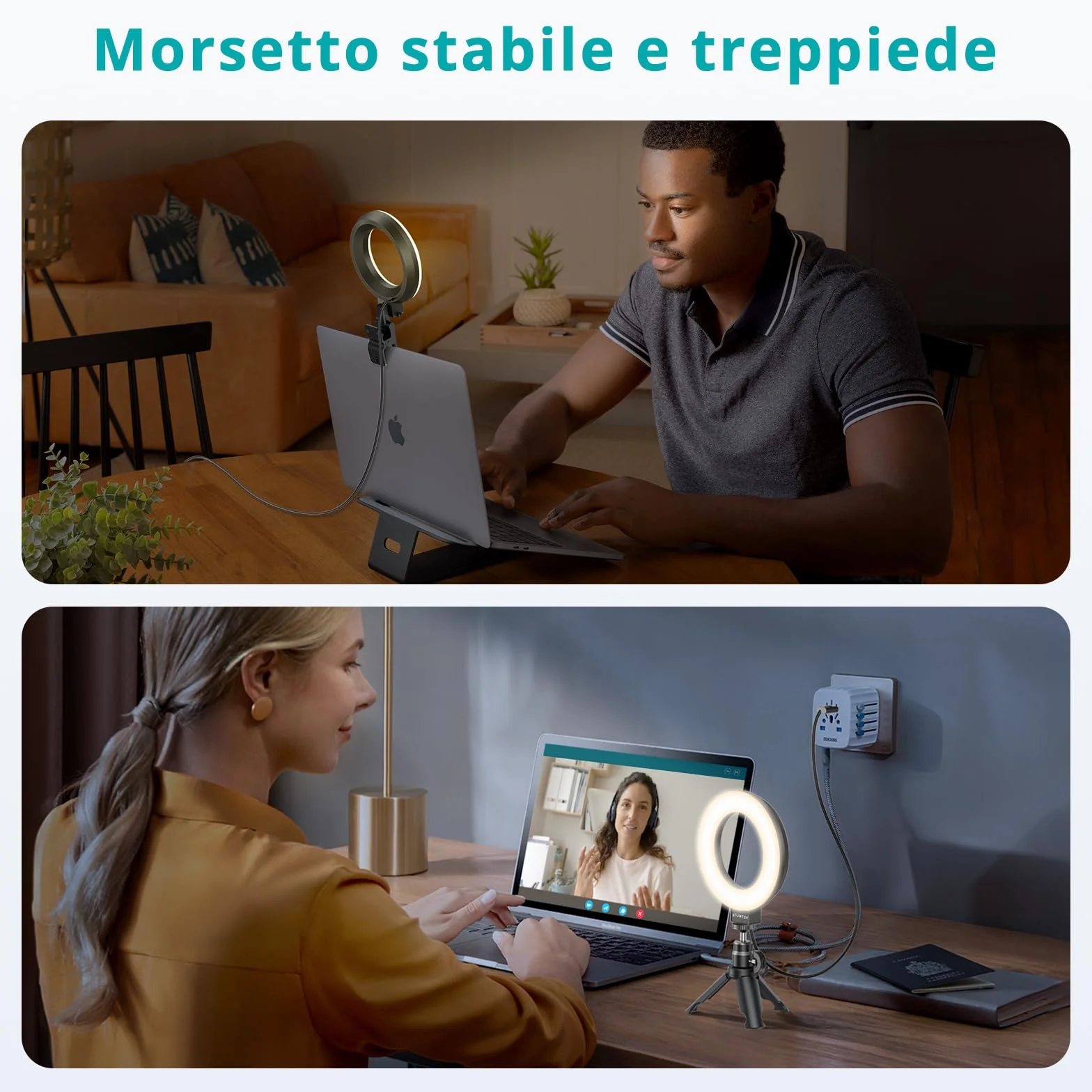 ATUMTEK Luce ad Anello con Clip e Treppiede, Luce Video per Monitor Laptop, Luce Webcam con 3 Colori Dimmerabili e 10 Livelli di Luminosità per Lavoro Remoto/Chiamate Zoom/Live Streaming