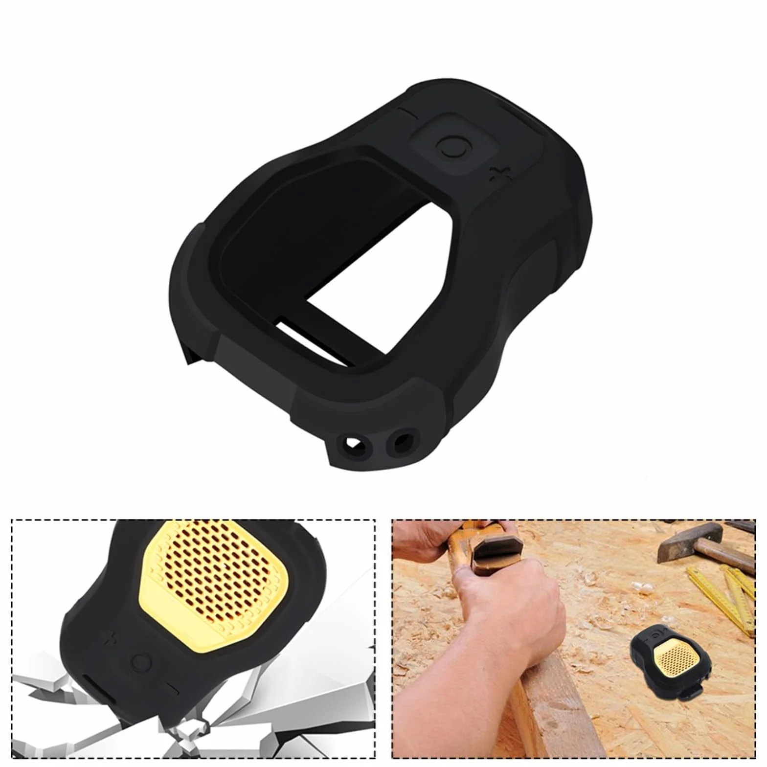 Custodia protettiva in silicone per altoparlante indossabile DEWALT - Cover nera con cordino, vestibilità precisa, design leggero