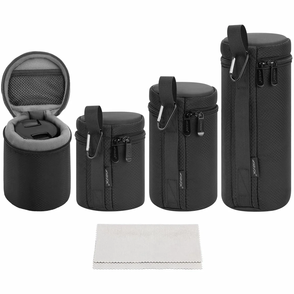 Arvok Custodia per Obiettivo Fotocamera, 4 Custodia Resistente all'Acqua per Obiettivo Fotocamera DSLR, Borsa per Obiettivo per Tamron, Sigma, Pentax, Sony, Fuji, Panasonic