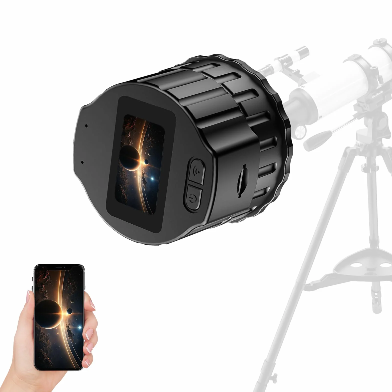 Telecamera oculare elettronica WiFi, telescopio digitale wireless da 3,8 cm, con registrazione video HD 1080p, per telescopi monoculari da 28 mm-50 mm, binocolo astronomico