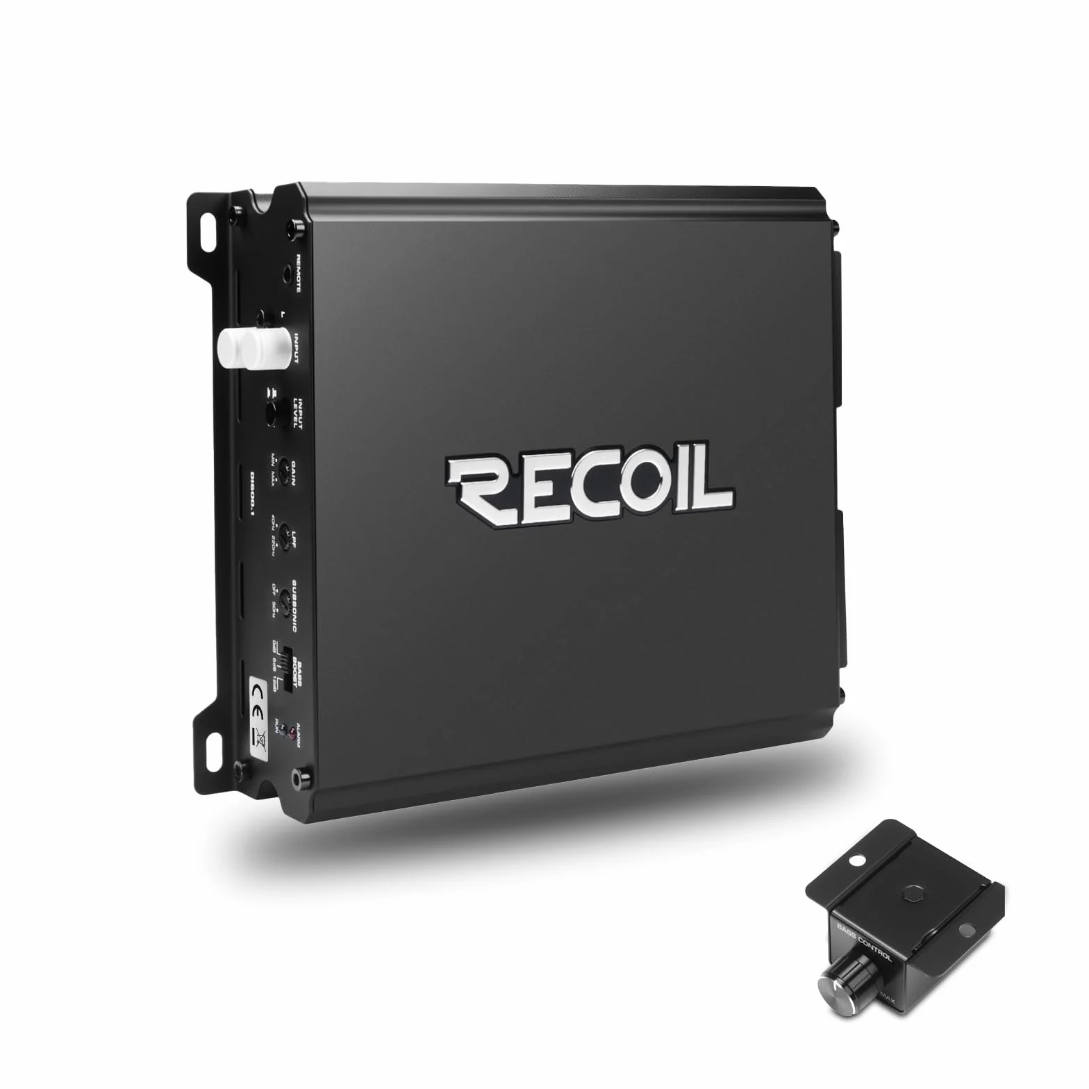 Recoil DI600.1 1200W Max Amplificatore Mono Classe D per Subwoofer – 600W RMS @1 Ohm, 385W RMS @2 Ohm, Alimentazione MOSFET, Manopola remota per bassi, Stabile 2/4 Ohm, Amplificatore per Auto