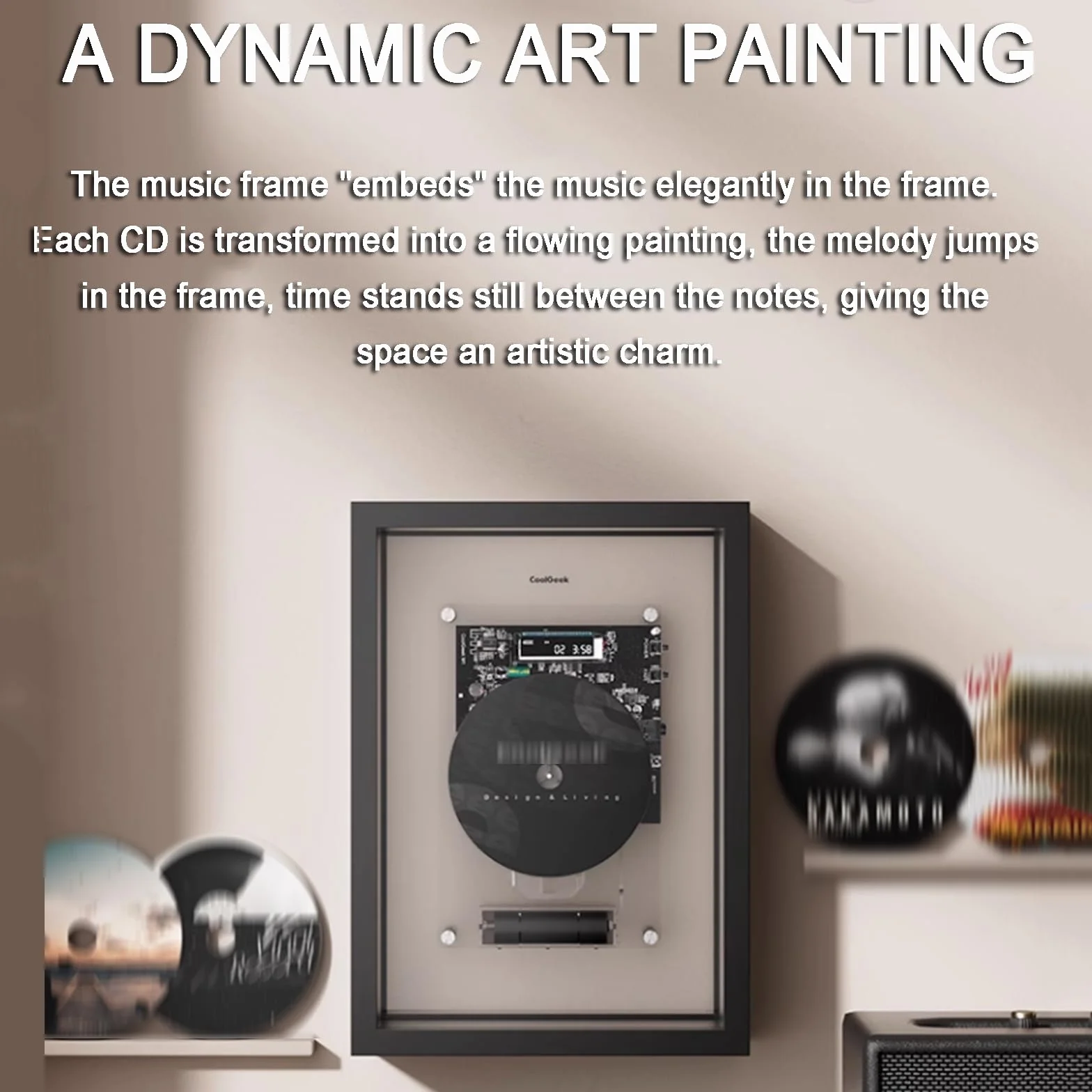 Lettore CD Da Parete, Cornice Decorativa Per Foto Musicali, Con Telecomando, Bluetooth 5.0/uscita AUX Da 3,5 Mm, Senza Altoparlanti, Per Casa/corridoio/ufficio/decorazione Da Parete