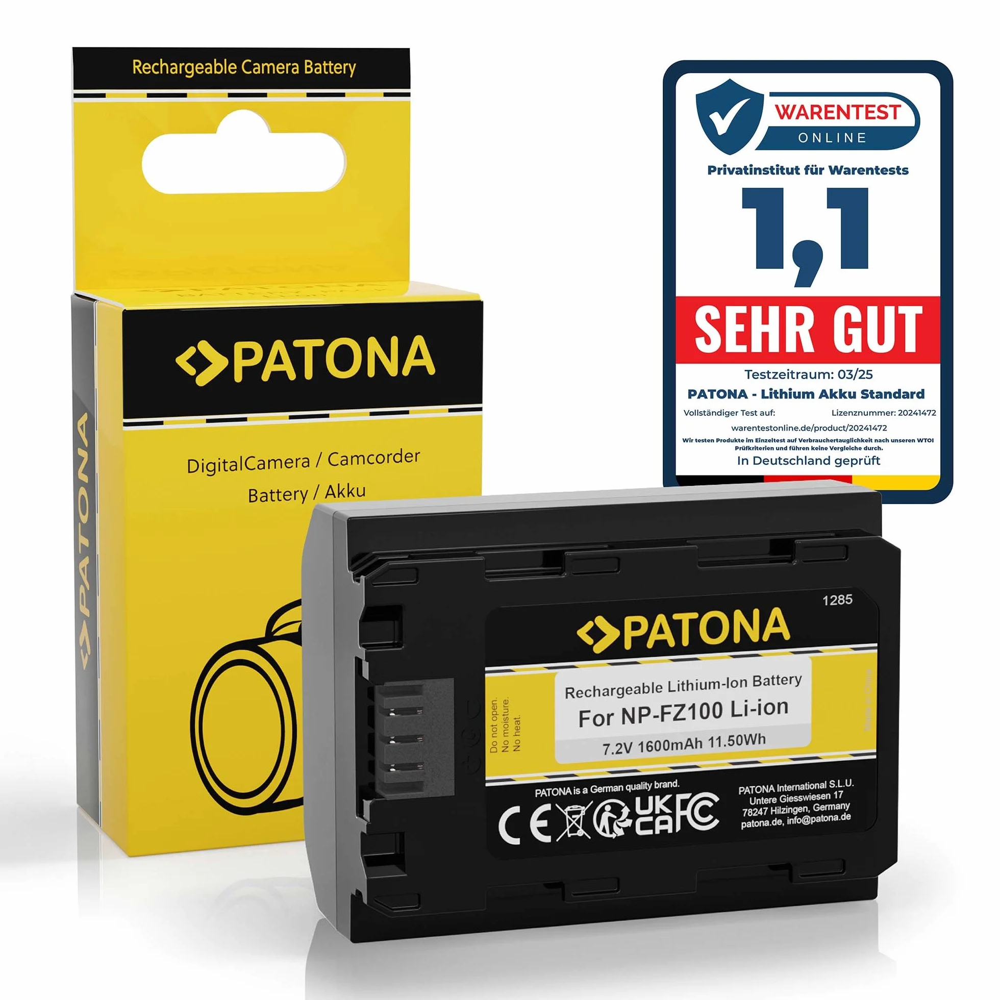 PATONA NP-FZ100 Batteria 1600mAh – Ricambio per Sony NP-FZ100 – per Alpha A6600 A6700 A1 A9 A7 III A7 IV A7R III A7R IV A7R V A7C A7C II FX3 FX30 – riserva affidabile