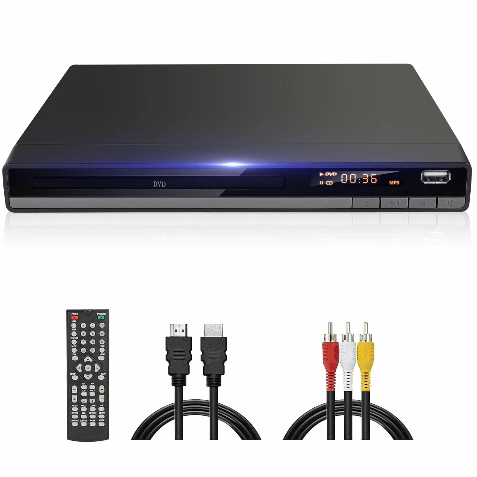 Lettore DVD HD con Porta HDMI per Smart TV | CD MP3 con Ingresso USB | Cavo HDMI e RCA Incluso | Perfetto per i Film per Famiglie (DVD-168)