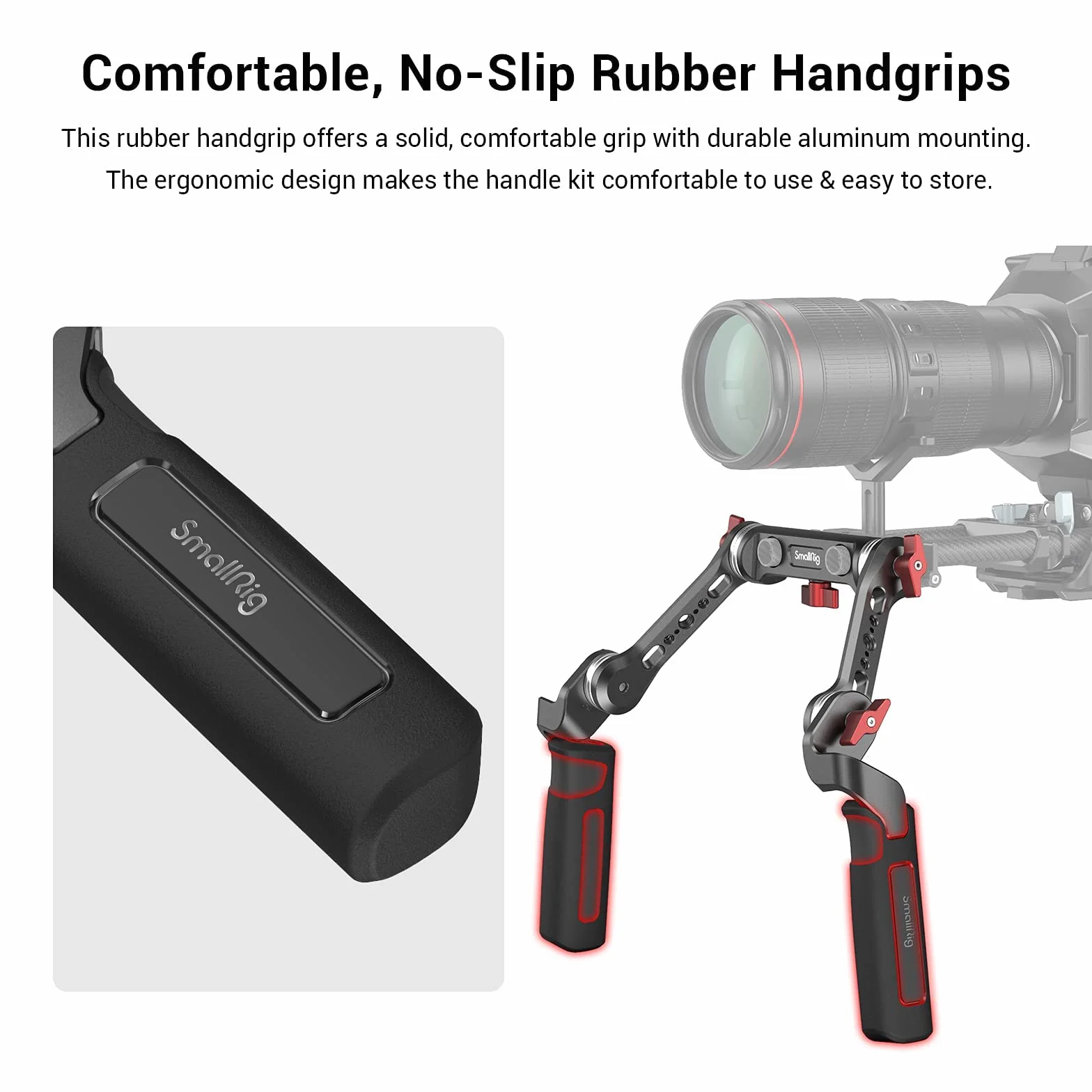 SMALLRIG Rosette Handle Kit Support Shoulder Rig Portable Système 15mm Rod Clamp avec Bras d’Extension Poignée Caoutchouc Pour DSLR per Canon per Sony per Panasonic etc.- 2002F