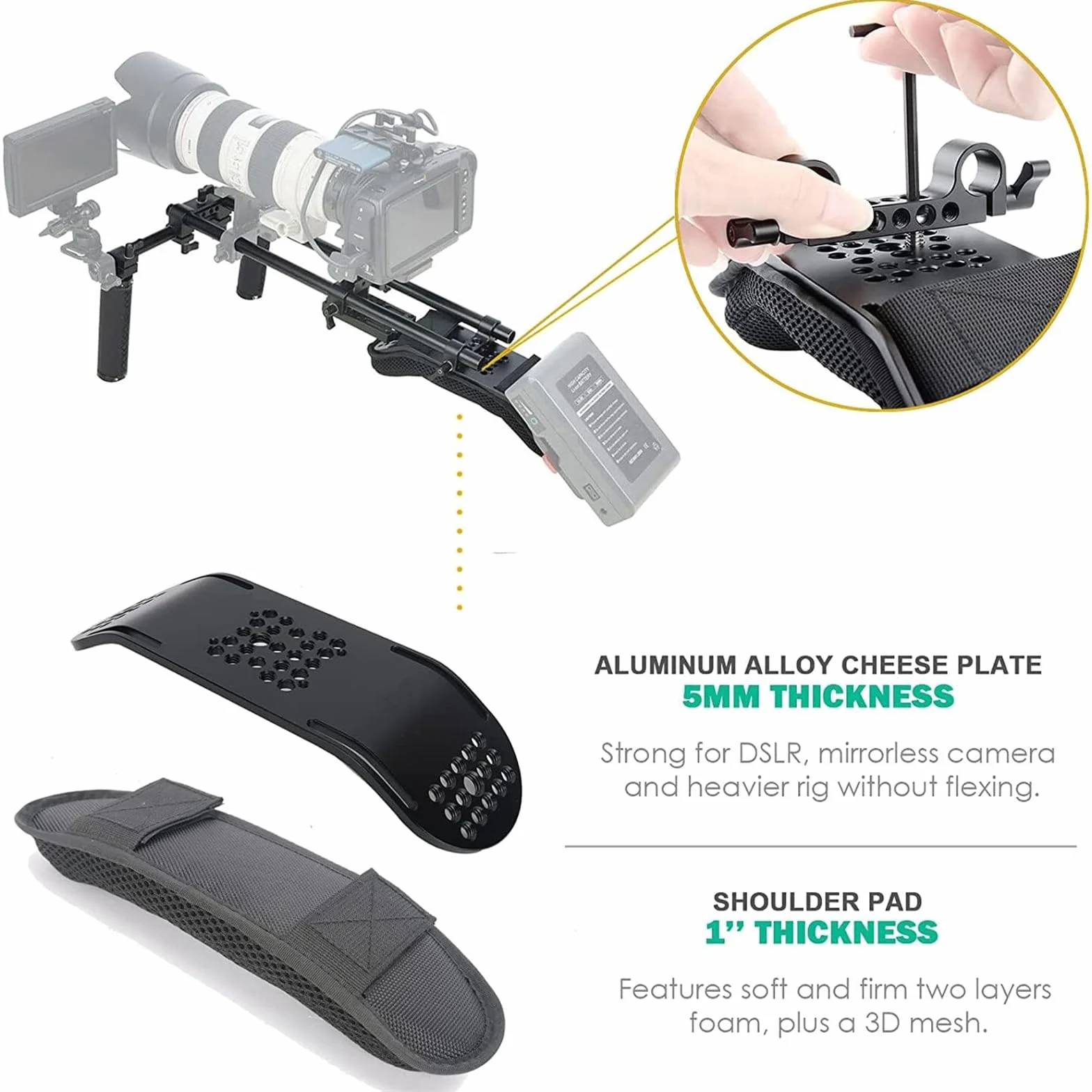 NICEYRIG di supporto per macchina fotografica e videocamera, supporto per piastra di base