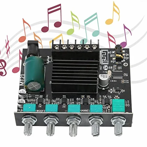 Goshyda Scheda Amplificatore Stereo Digitale, ZK‑MT21 Bluetooth 2.1 Canali CC 12‑24 V, Modulo Amplificatore di Potenza HiFi Fai-da-Te, per Altoparlanti 15‑100 W 4‑8 Ω