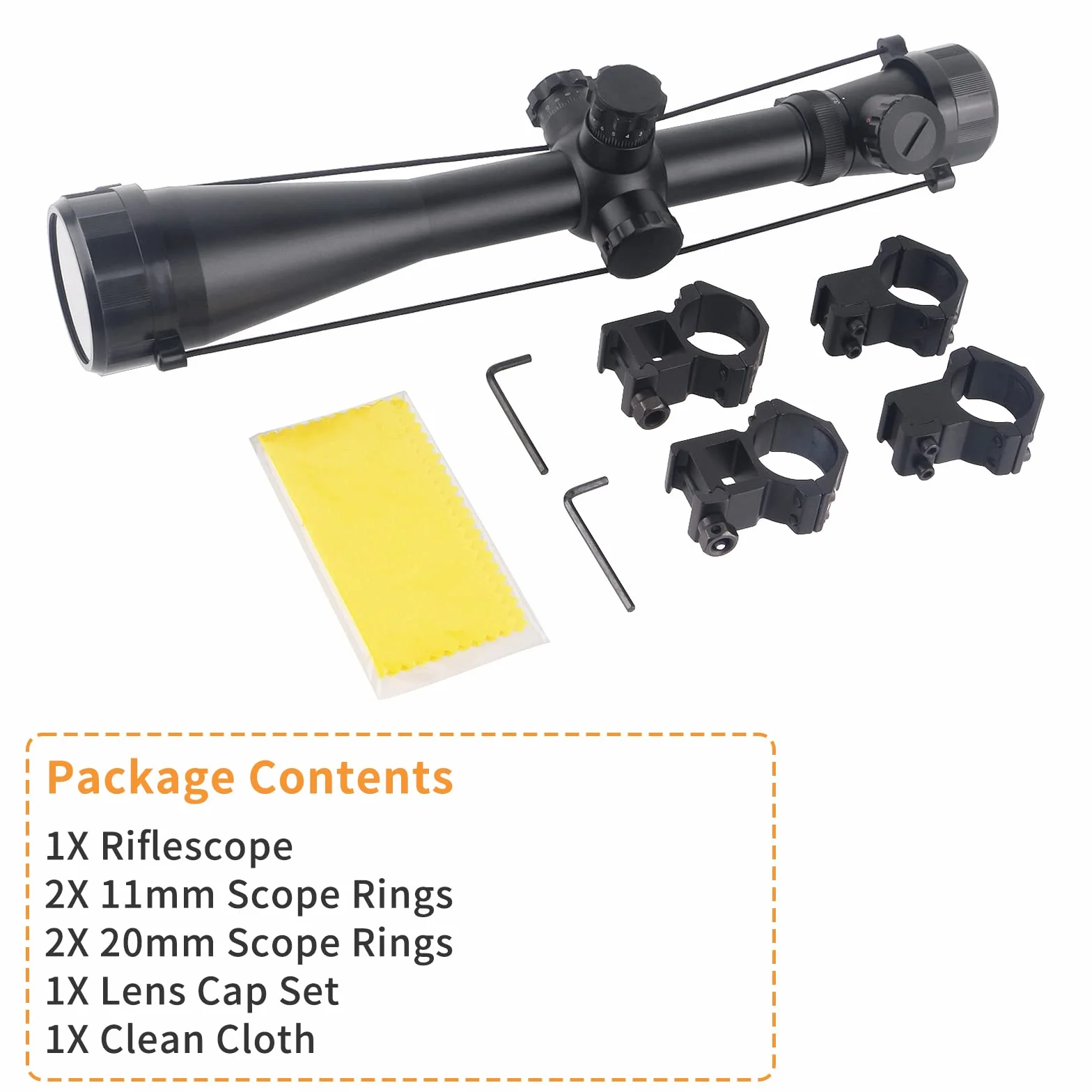 Ottica Cannocchiale Caccia 3.5-10X50mm Cannocchiale Carabina Telemetro Rapido Rosso Illuminato Reticolo Airsoft Mirino con 20mm/11mm Mount Rings