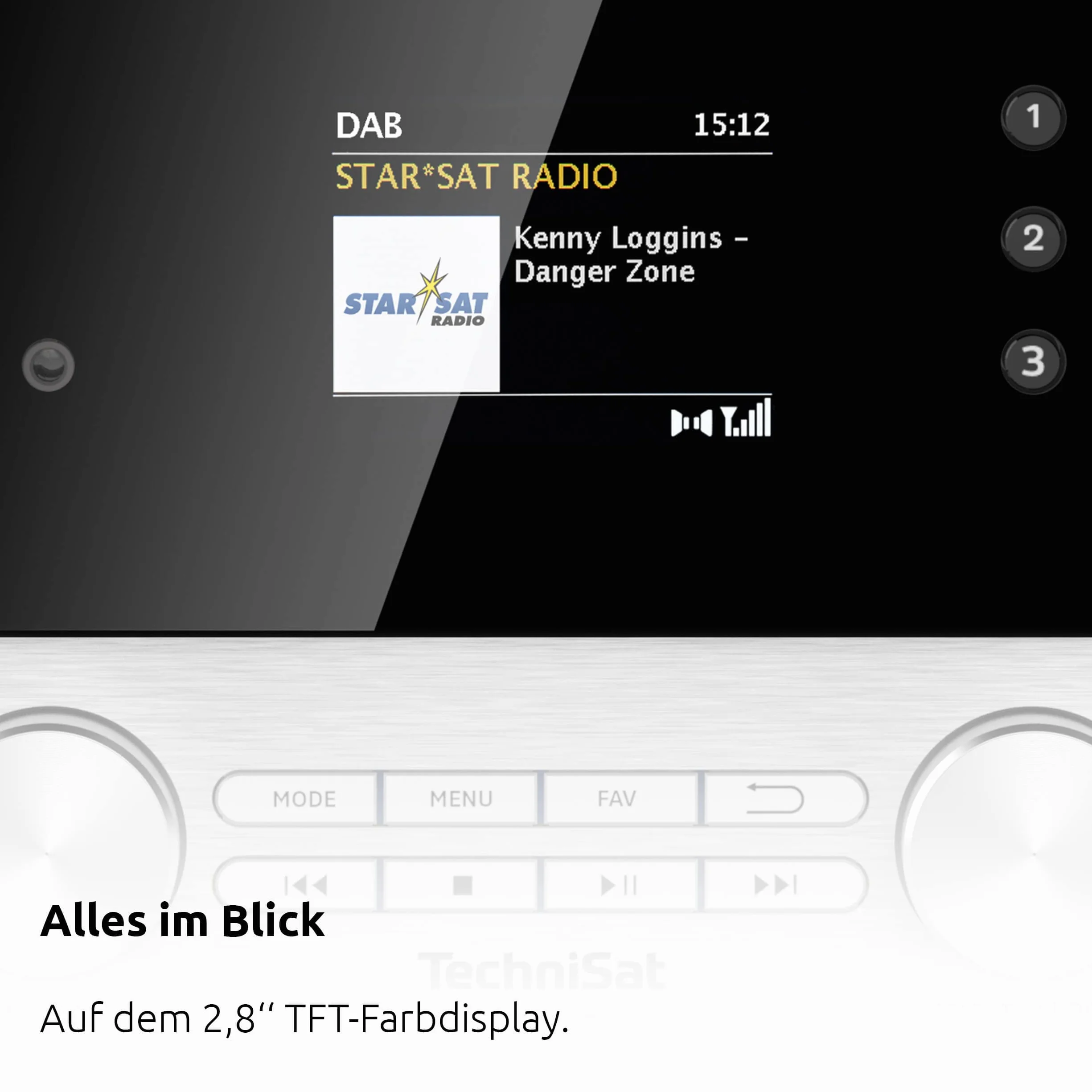 TechniSat DIGITRADIO 4 C - Radio digitale stereo (DAB+, FM, display a colori OLED, streaming audio Bluetooth, presa per cuffie, ingresso AUX, radiosveglia, 20 Watt RMS, altoparlante Elac) nero