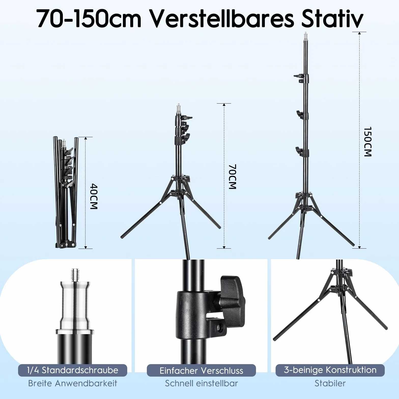 FGen Softbox Set,1x40x40cm Softbox lunghezza del cavo ottico 300cm con 85W 2700-6400K perline LED e regolabile 150cm Sostegno, riprese video e fotografia di prodotto