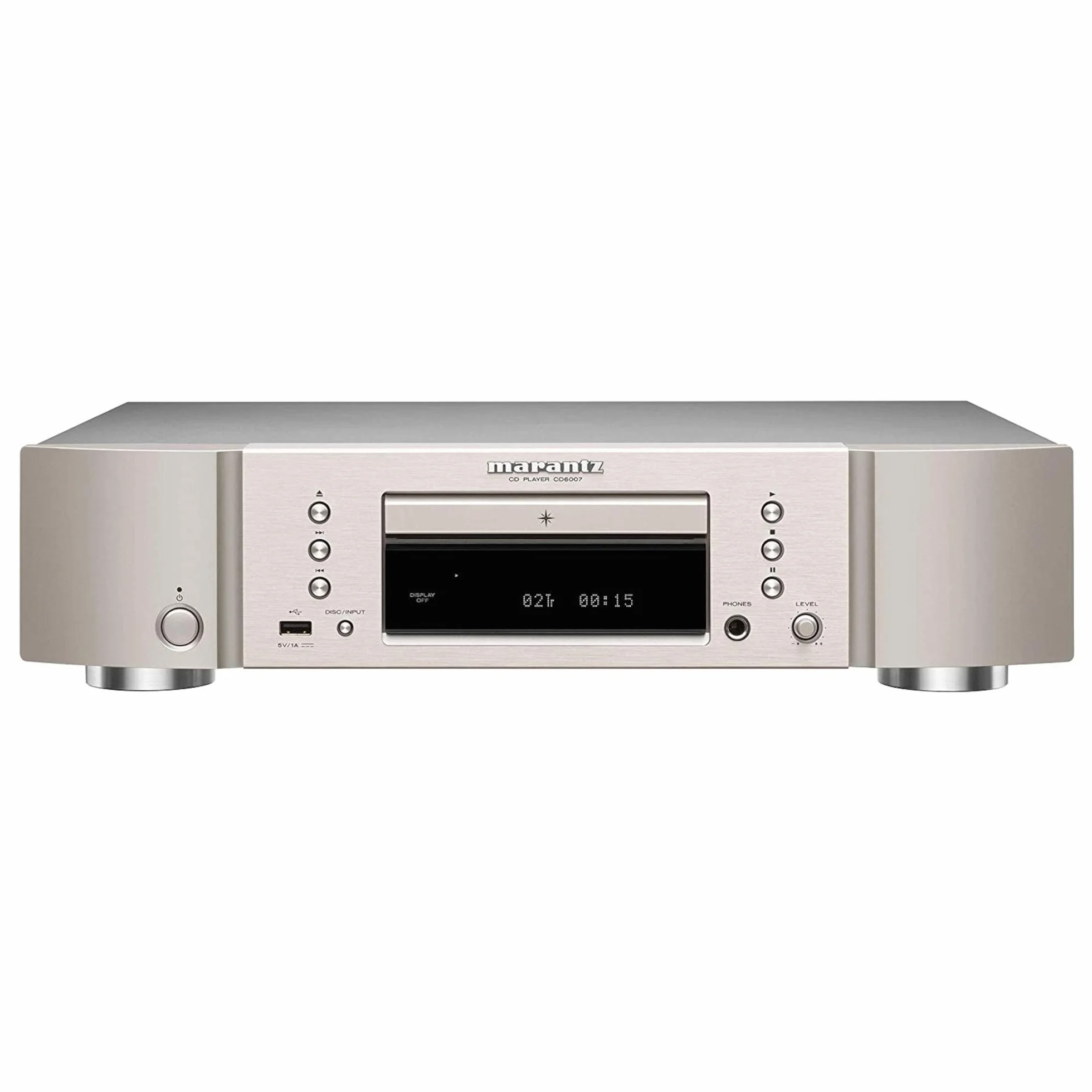 Marantz CD6007 Lettore CD Fine Tuned con Porta USB, Conversione D/A ad alta risoluzione, Amplificatore per cuffie, Filtri Digitali, Argento/Oro, Fino a 192 kHz/24 Bit