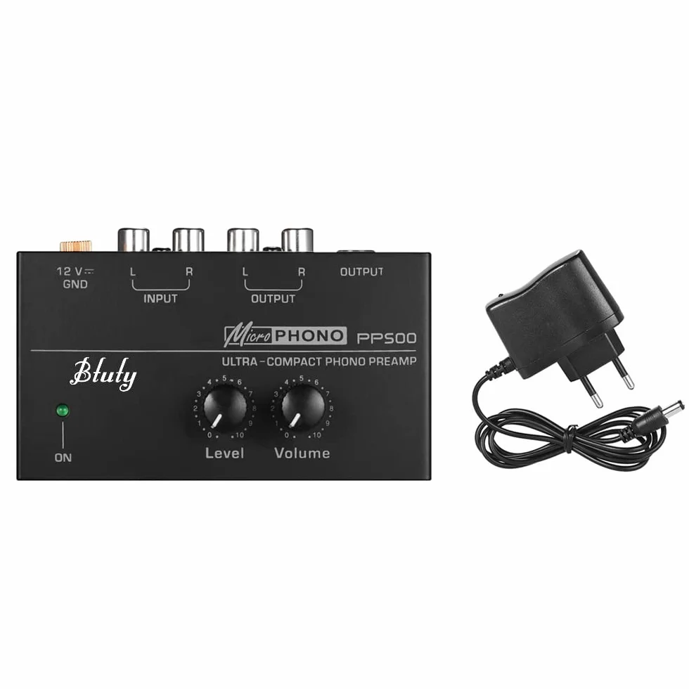 Preamplificatore Fono Ultra-Compatto con Controlli di Livello e Volume, Ingresso e Uscita RCA 1/4