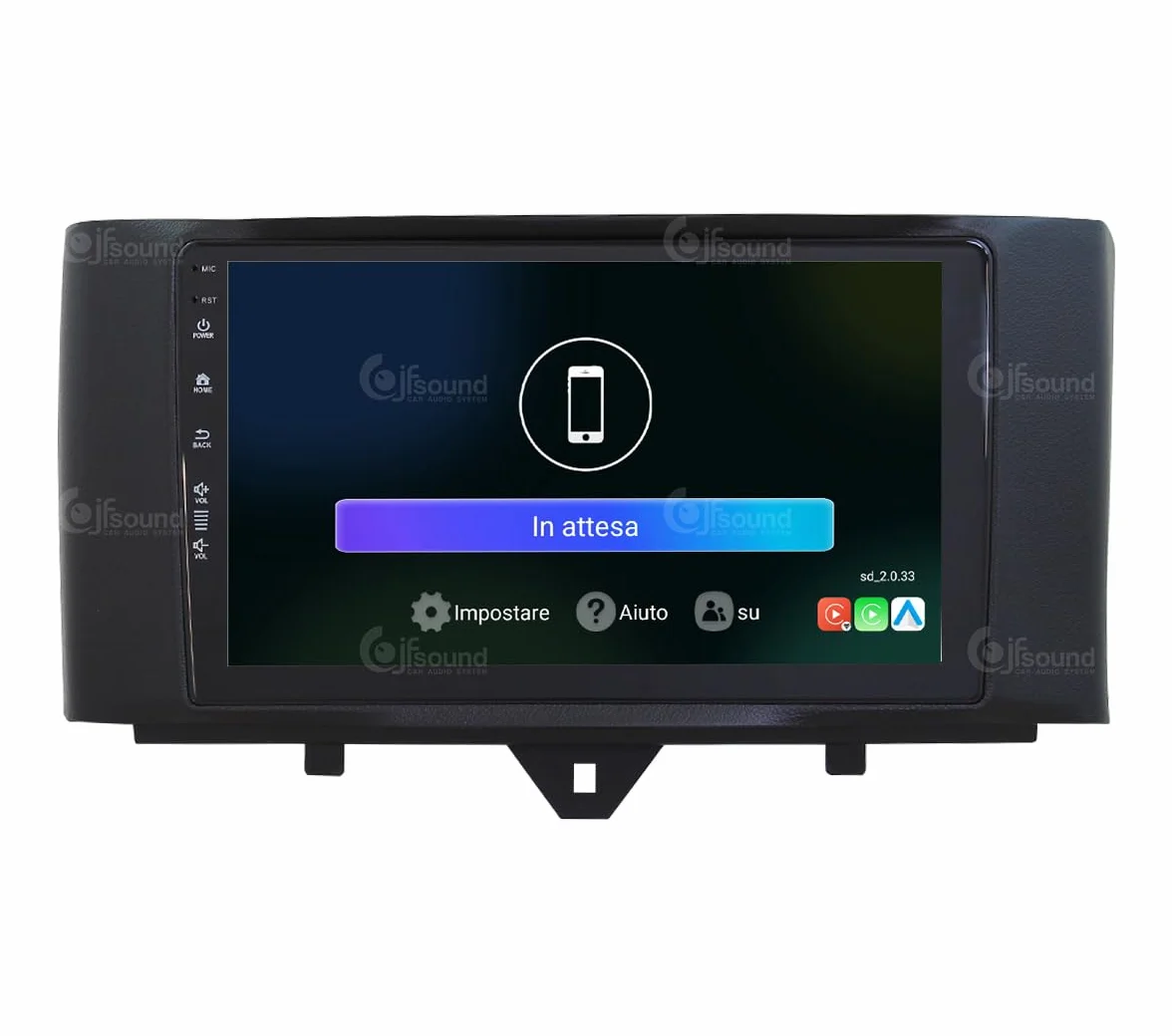 Autoradio Android JF-039SO-UP compatibile con SMART FORTWO 451 2011-2015 | CarPlay e Android Auto | GPS | DAB+ |9 pollici HD | Prodotto in Italia