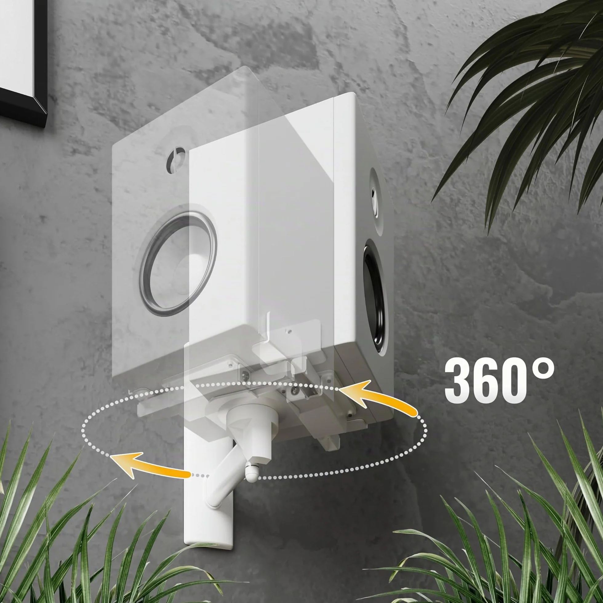 RICOO Supporto altoparlanti parete LH023-W Girevole Inclinabile Braccio muro Wall Mount casse altoparlante WLAN airplay Speaker Bianco 2 pezzi