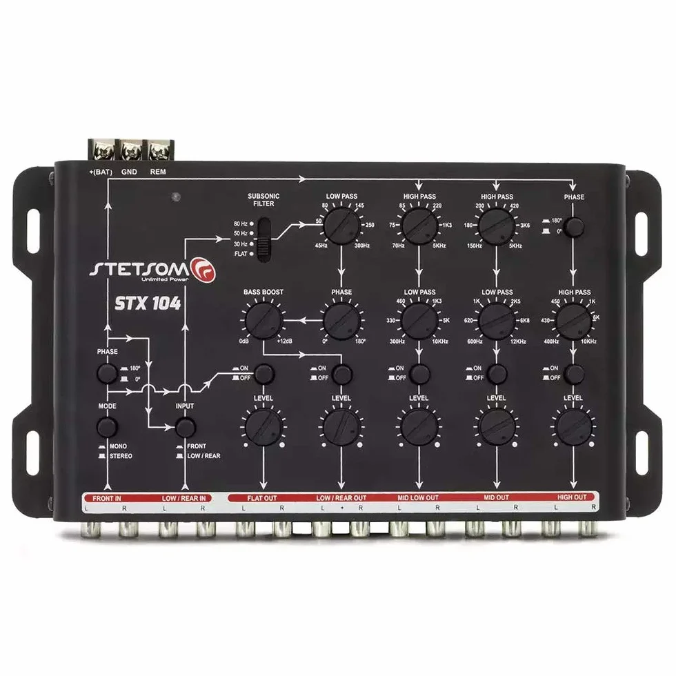 Stetsom STX 104 PRO - Crossover, canali a 5 vie, audio digitale elettronico per auto, processore di segnale di uscita, crossover audio per auto ad alta precisione, crossover audio, regolazione
