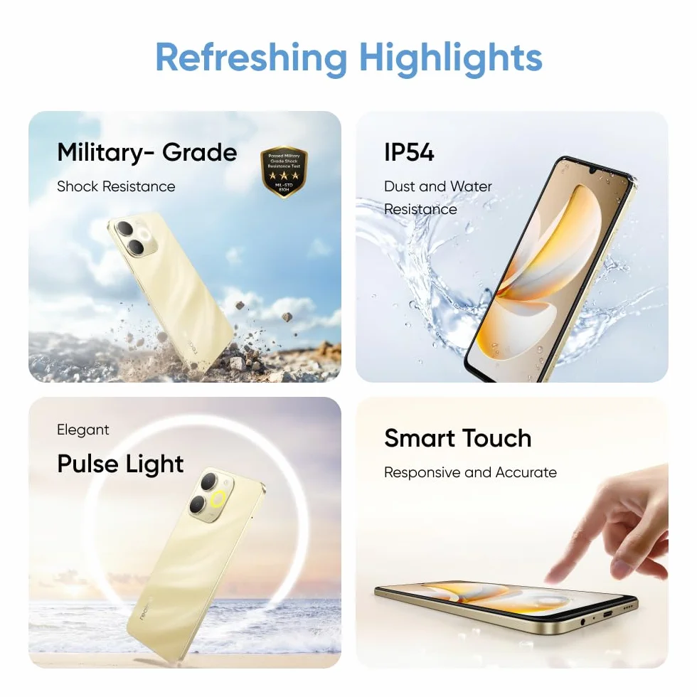 realme Note 70T Smartphone 4+256GB, Batteria da 6.000 mAh, Ricarica rapida da 15 W con carica inversa da 6 W, 24 GB di RAM dinamica, Display con comfort visivo da 90 Hz, nero