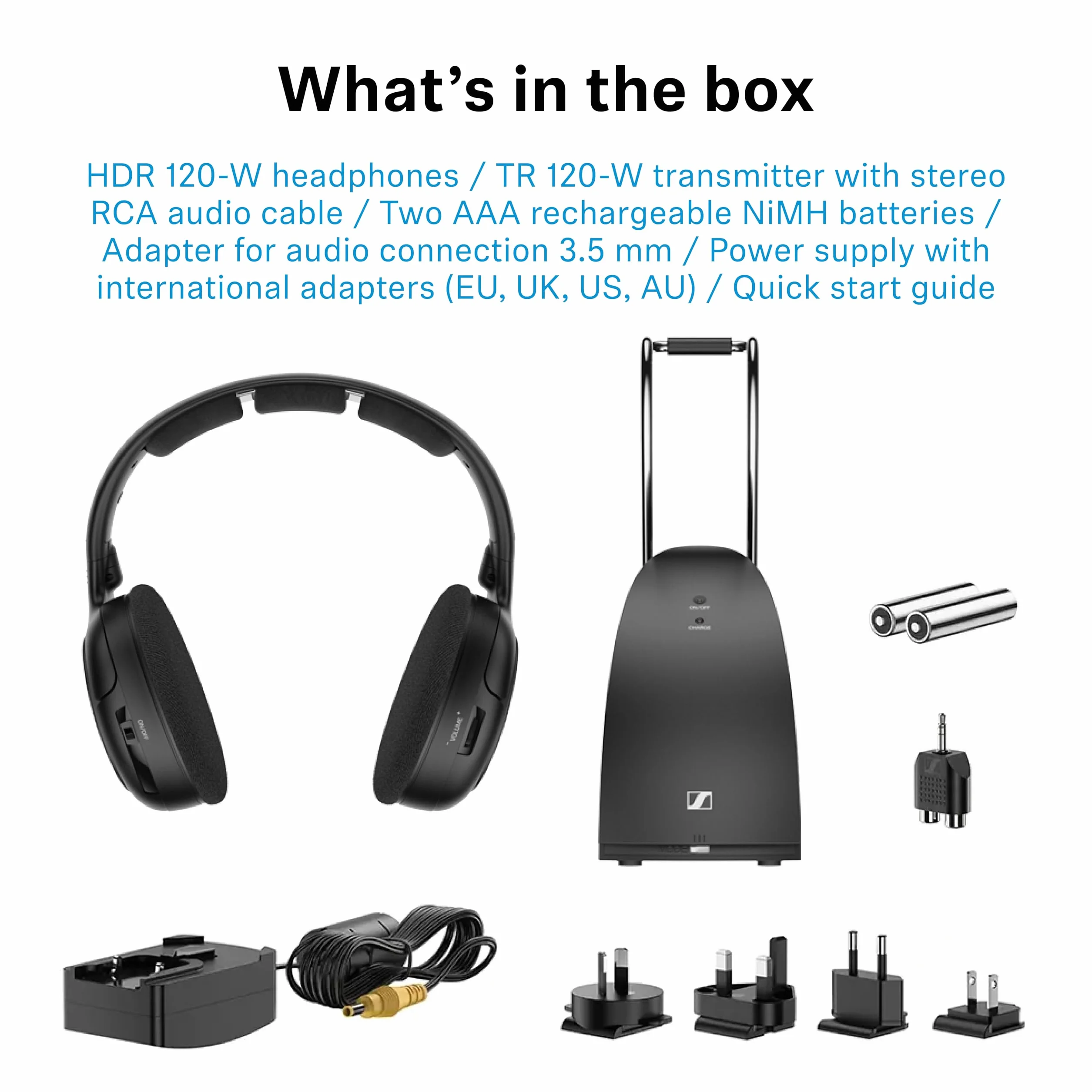 Sennheiser Cuffie Wireless RS 120-W On-Ear per TV, 3 Modalità Audio, Volume, Portata 60 m, Nero