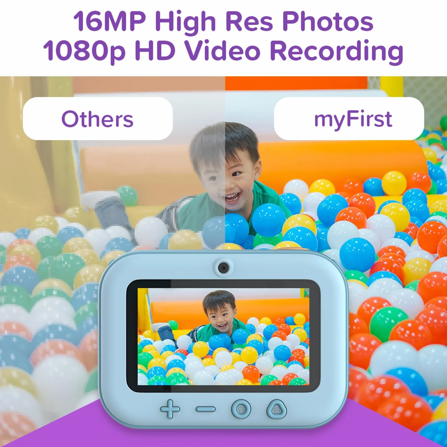 myFirst Camera Insta 20, Fotocamera Digitale a Stampa Istantanea per Bambini con Foto da 16MP, 1080p, Obiettivo Selfie, Stampa Illimitata, Scheda di Memoria fino a 32 GB Non Inclusa, Blu