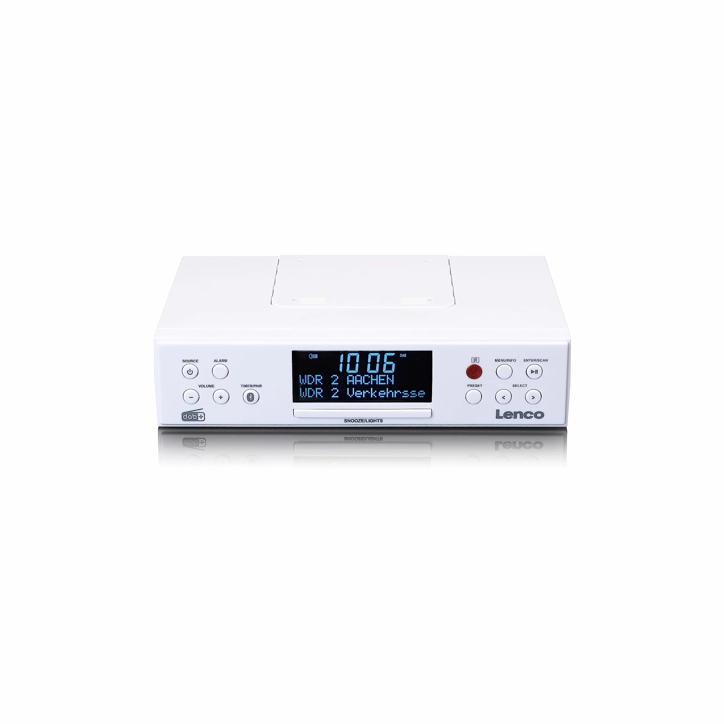 Lenco KCR-190WH Radio da Cucina DAB+/FM Bluetooth Display LED 3,3" Bianco
