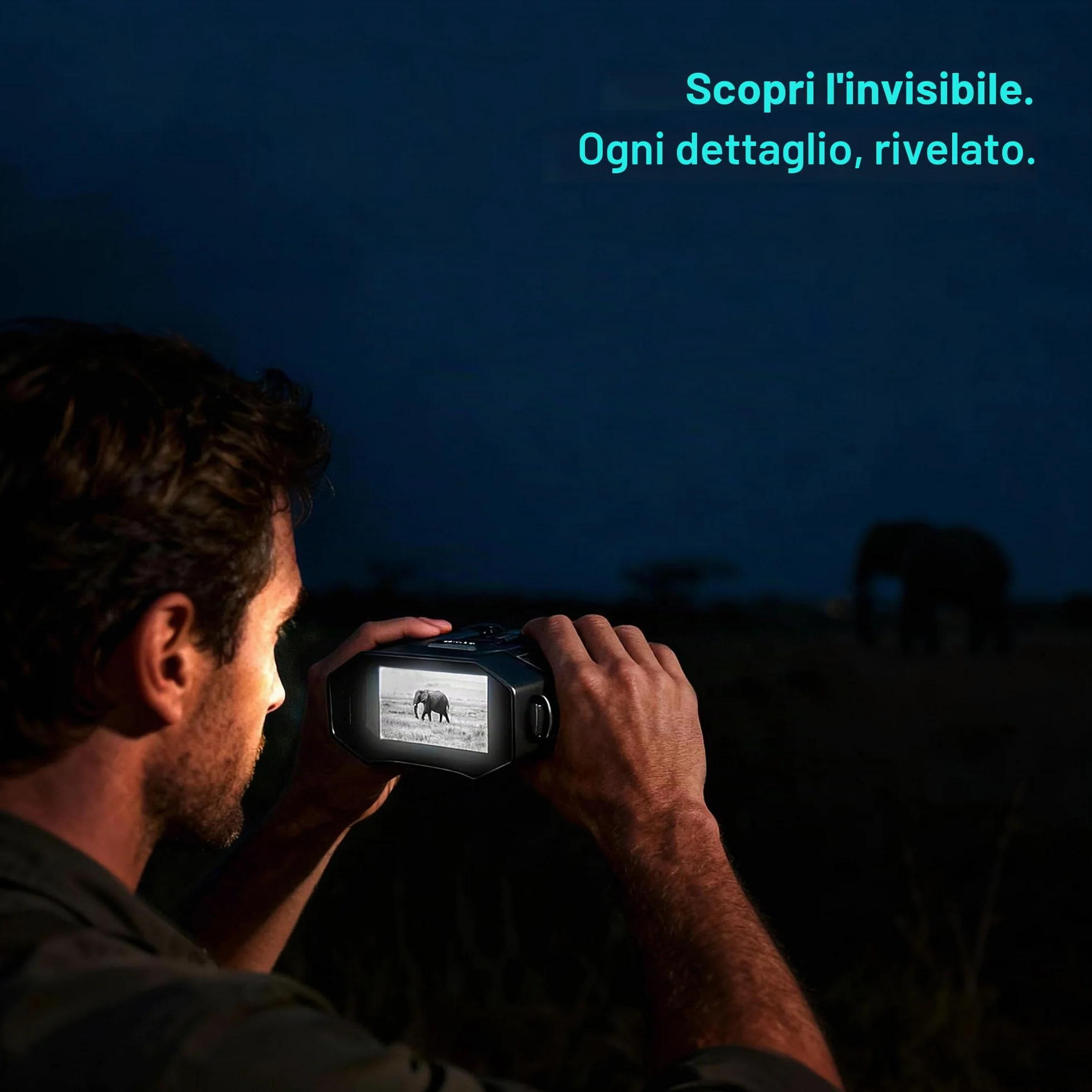 Visore Notturno con Scheda 32GB, Binocolo Visione Notturna Zoom 8X, Schermo 3.0'', Video Binocolo Interattivo Batteria 4000mAh, IR 7 Livelli, Regalo Uomo & Papà