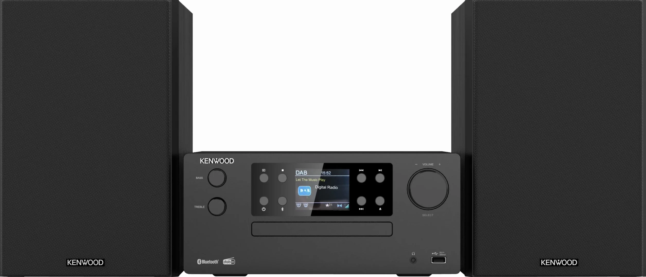 KENWOOD M-925DAB Sistema Micro HiFi Stereo DAB+ FM CD USB AUX 2,4" Display Colori Nero