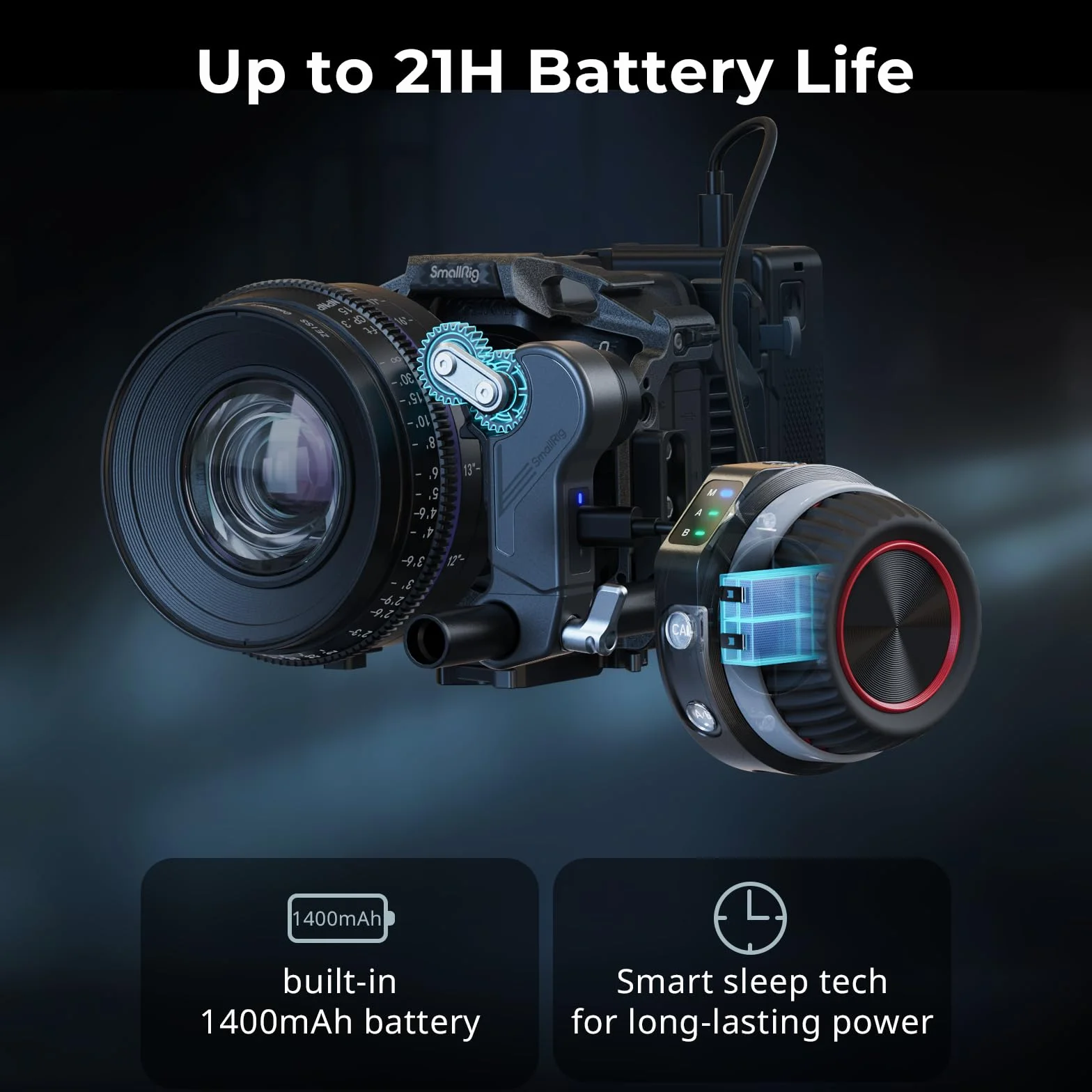 SMALLRIG Wireless Follow Focus Kit (Lite) con Controller a Volantino e Motore Ricevitore, Stop A/B e Morsetto per Asta da 15 mm, Design Compatto, Ampiamente Compatibile - 4296