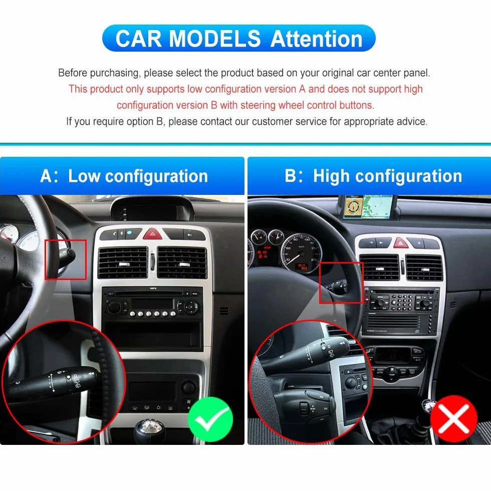 Autoradio Android per Peugeot 307 2002-2013, stereo touchscreen IPS da 9 pollici 2+64G con CarPlay & Android Auto wireless, GPS WiFi Bluetooth DSP 32EQ Audio + telecamera posteriore AHD