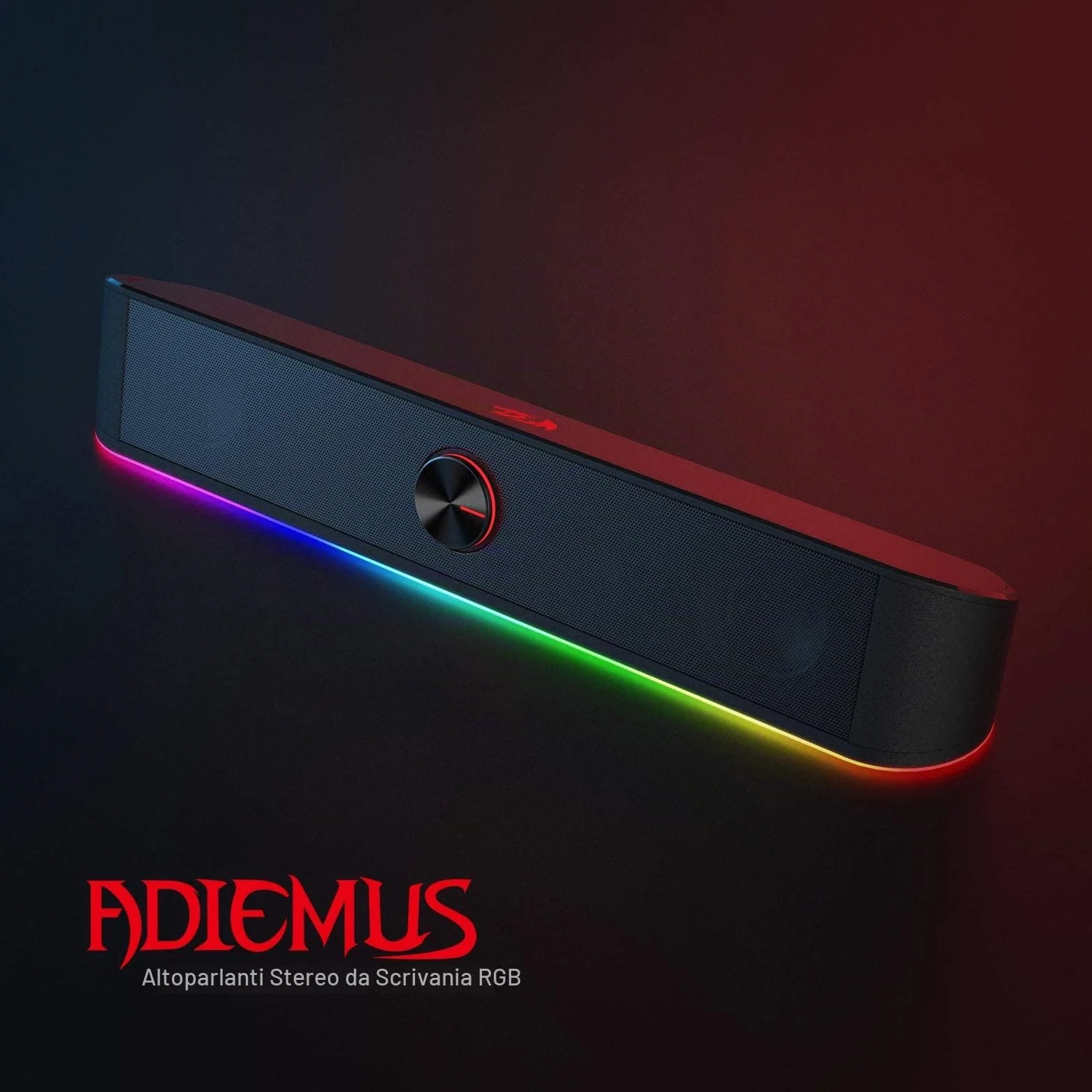Redragon GS560 Adiemus RGB Desktop Soundbar, Altoparlante per computer a 2.0 canali con barra di illuminazione dinamica, sincronizzazione audio/luce, retroilluminato con controllo touch con manopola