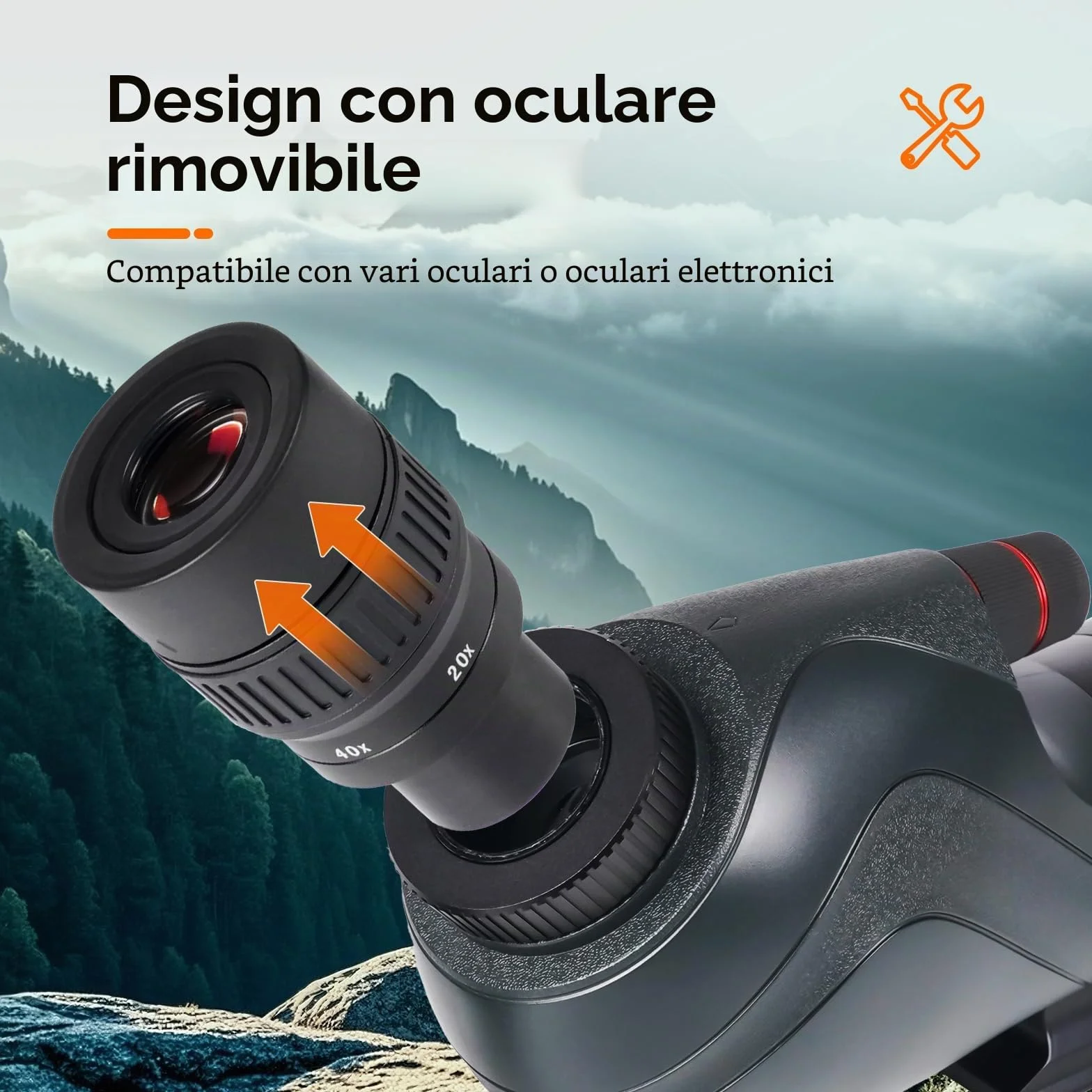 Svbony SV406 20-60x80mm Cannocchiale, HD FMC BAK4, Doppia Messa a Fuoco, 1,25'' Oculare Rimovibile, IPX7 Impermeabile, con Treppiede, Borsa, per Birdwatching, Animali Selvatici, Paesaggi, Tiro a Segno