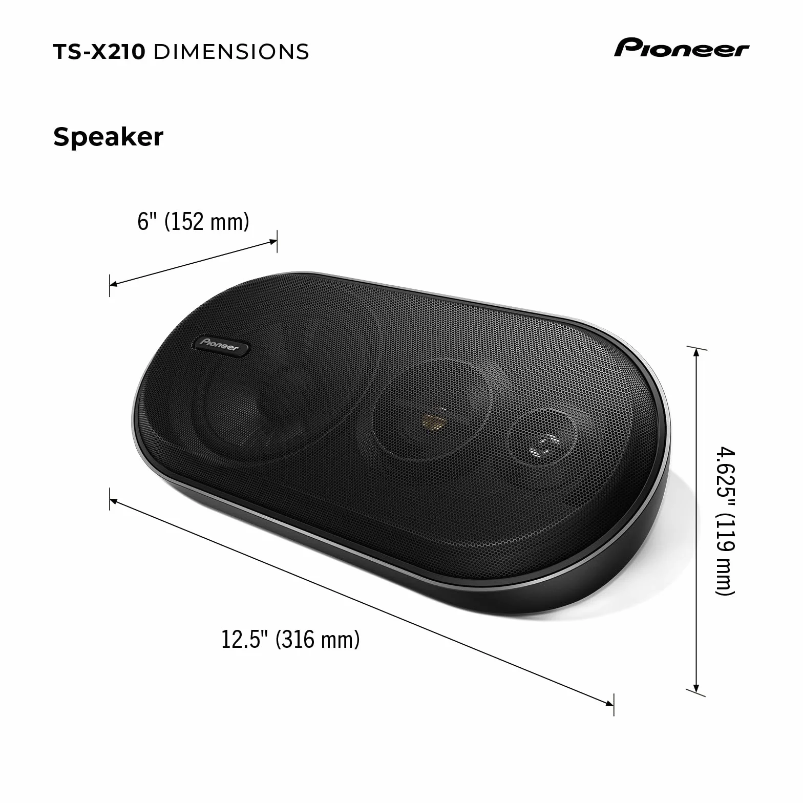 Pioneer TS-X210 - Altoparlanti per auto a 3 vie con potenza massima di 100 W (coppia)