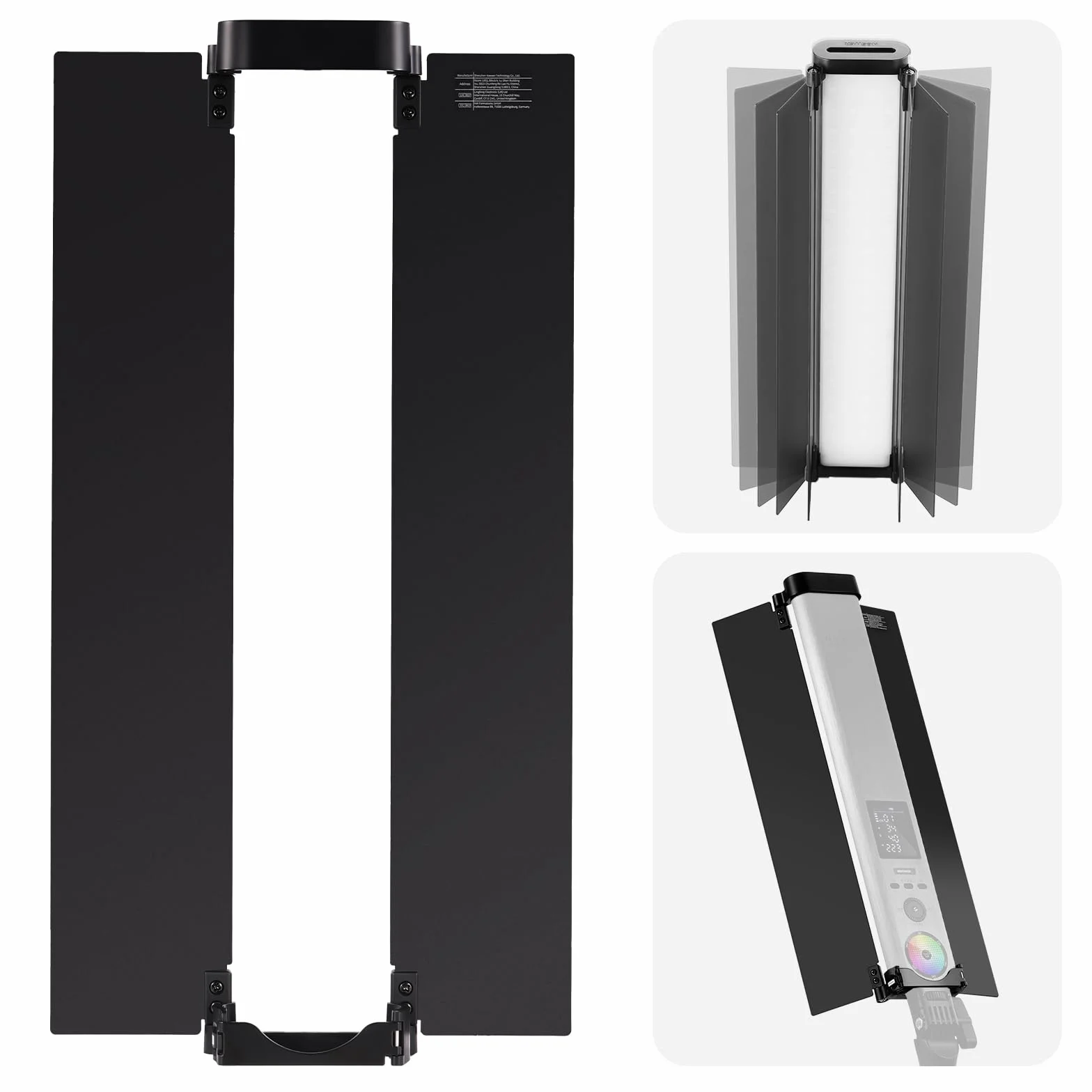 NEEWER Barndoor per Bacchetta Luminosa BH30S, Barn Door Pieghevoli in Lega Alluminio a Due Alette per Luce Barra Luce Tubo LED, Installazione Facile per Controllo di Forma Luce Fuoriuscita Luce, CT-3