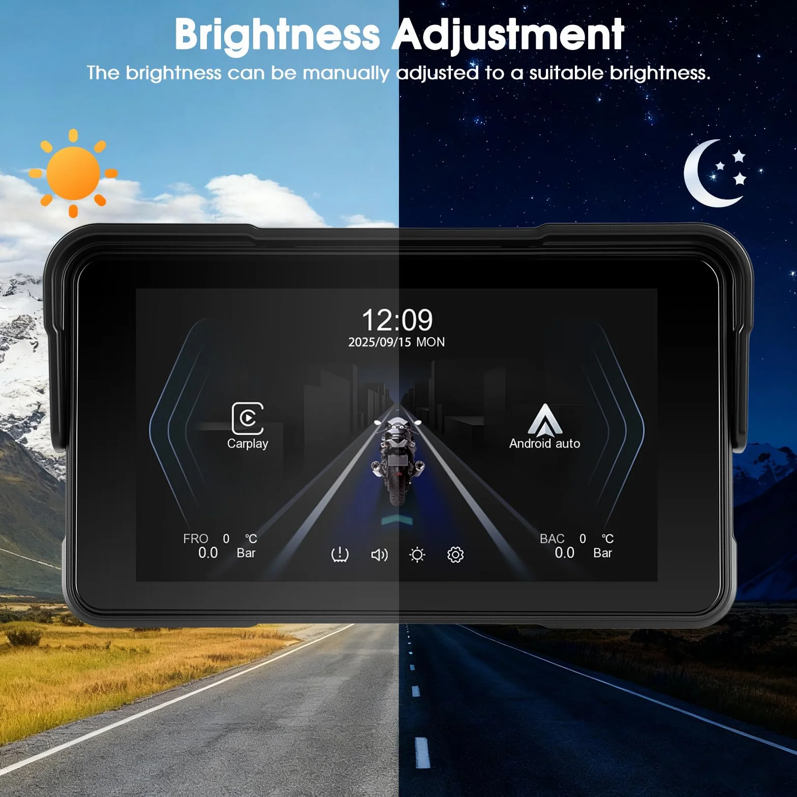 A-pple CarPlay Display Moto Android Auto IP68 Touchscreen HD 5 Pollici Autoradio Portatile Navigazione GPS Bluetooth Radio FM