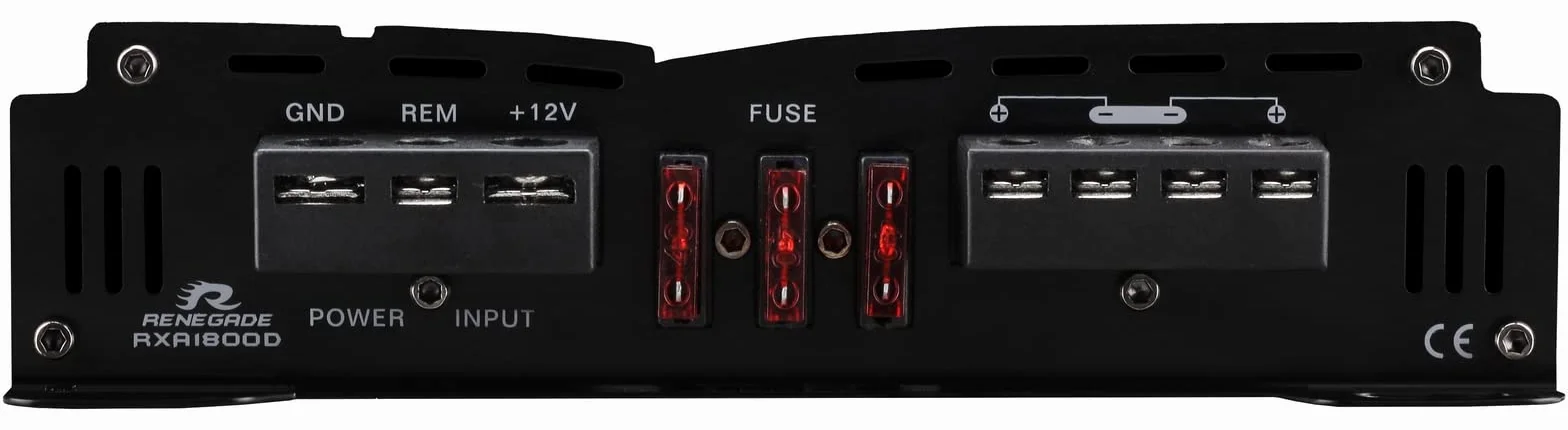 1 amplificatore RENEGADE RXA1800D RXA 1800 D monofonico classe d 1 canale 900 watt rms stabile a 1 ohm 1800 watt max specifico per subwoofer, 1 pezzo