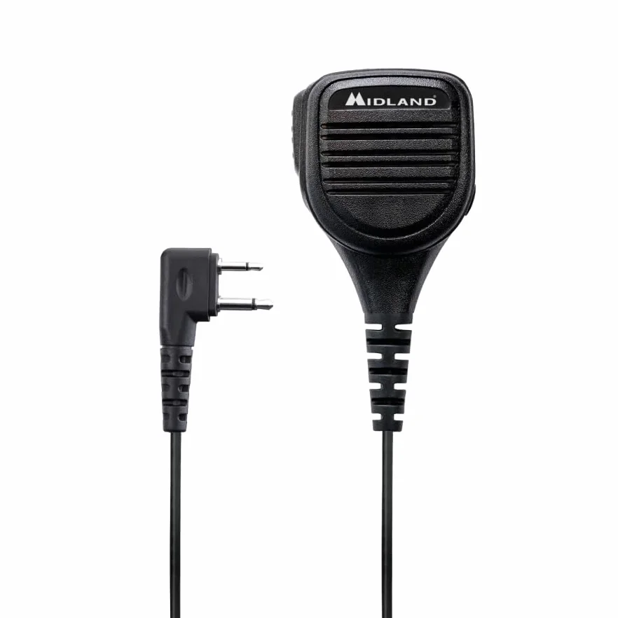 Midland - Microfono Altoparlante 2 Pin MA25-L per Walkie Talkie, Microfono da Spalla Rotante Compatibile con G7 PRO, G9 PRO, Serie XT e XT PRO - Accessori Softair e Sicurezza, Audio Cristallino