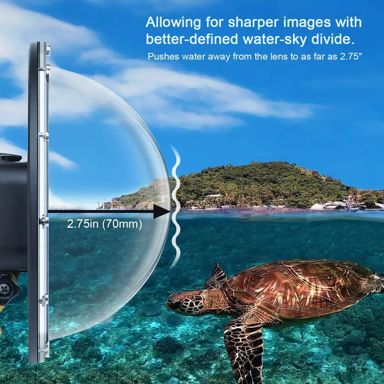 SOONSUN Dome Port per GoPro Hero 12 11 10 9 Nero 45 M Impermeabile Dome Port Lens con Custodia per GoPro Hero 9 10 11 12 Nero Fotocamera Subacquea Photograhpy Accessori