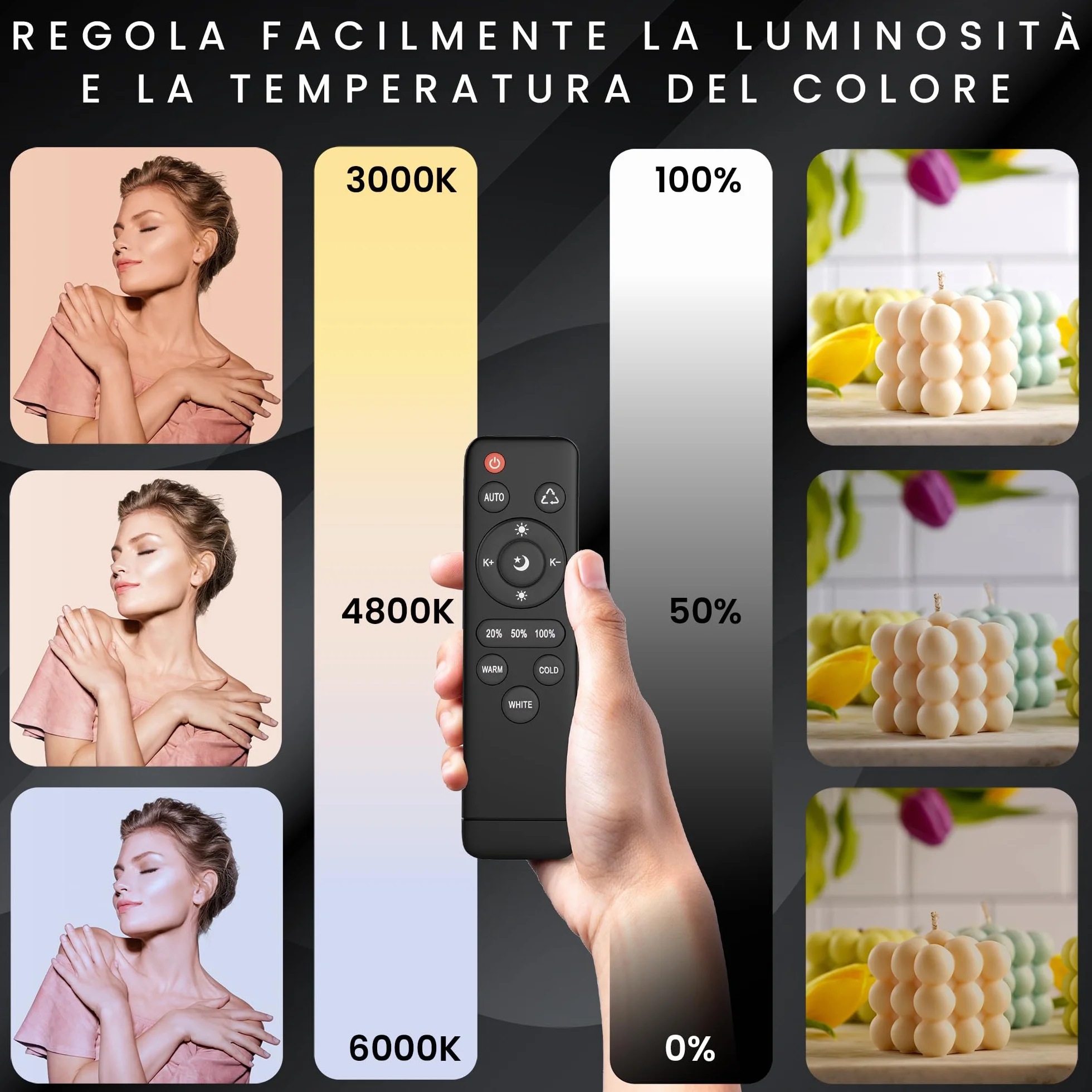 Set Softbox per Studio Fotografico - 2 Softbox 70x50 cm, 2 Luci a LED 4800 Lumen 3000-6000K - Luce Fotografica - Kit di Illuminazione – Lampada Fotografica