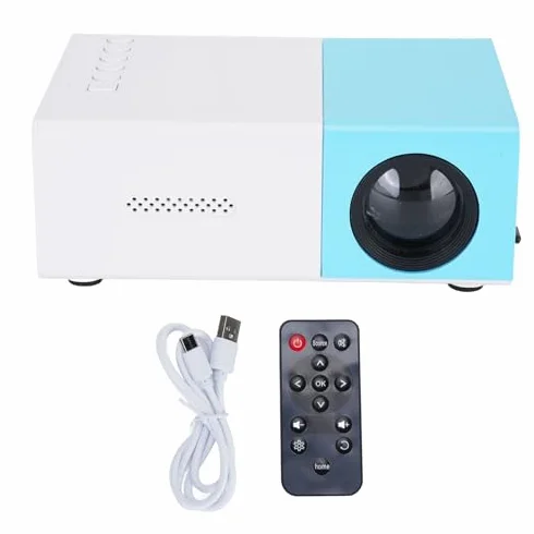 Tosuny Proiettore Intelligente, Mini Proiettore Full HD 1080p con luminosità 100si 6000lm, Altoparlante Incorporato, Compatibile con Laptop Stick Smartphone Tv Stick, per Home Theater