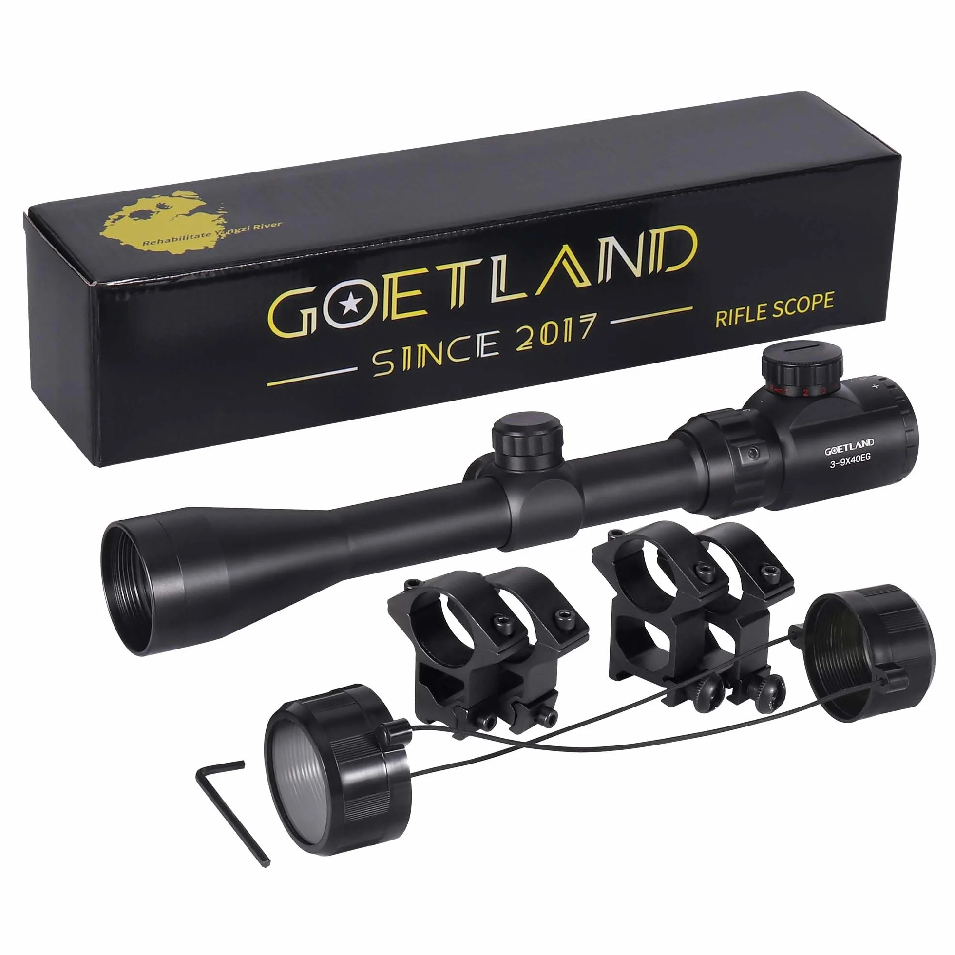 Goetland 3-9x40 EG Cannocchiale da Puntamento per Carabina Aria Compressa con Reticolo Illuminato Rosso e Verde