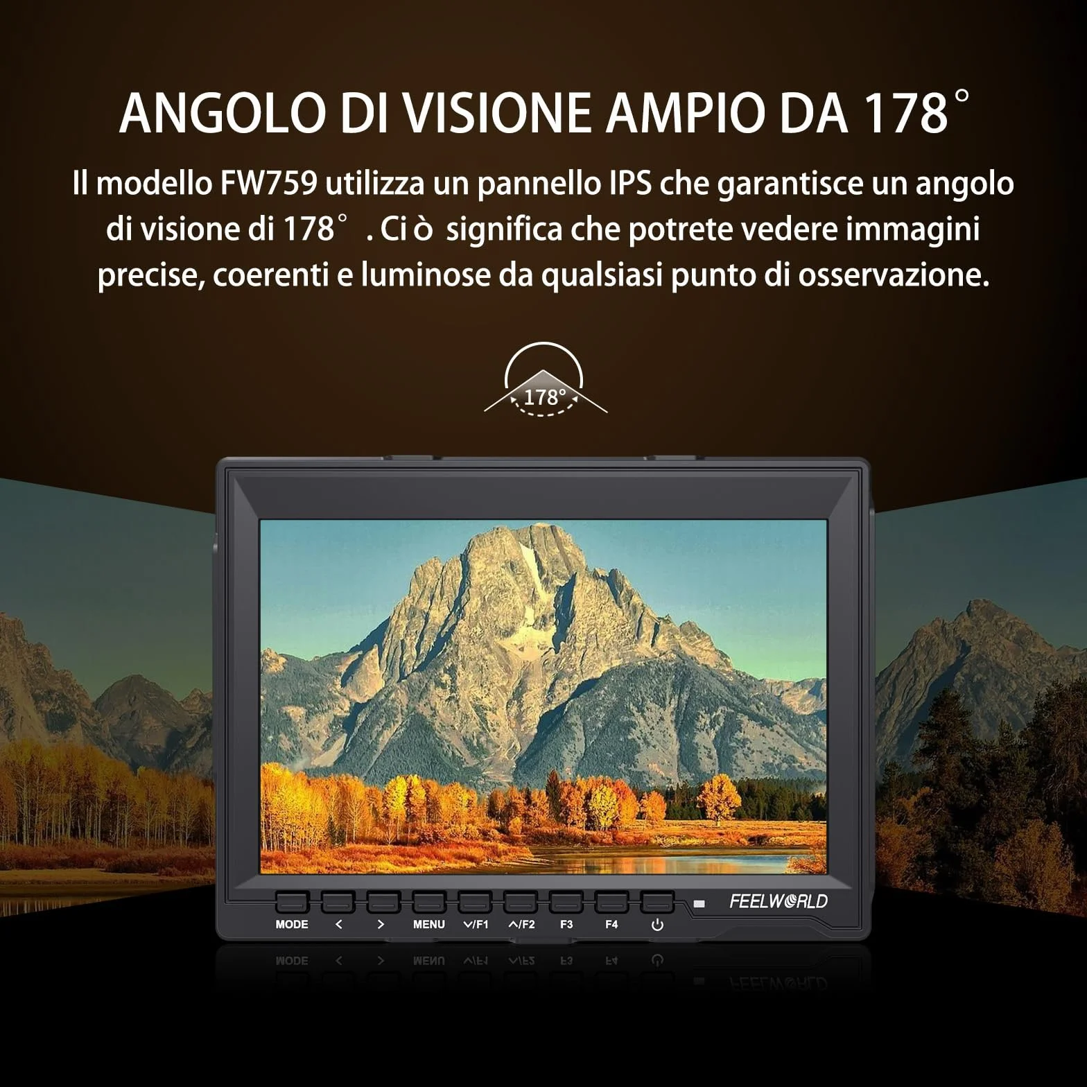 FEELWORLD FW759 7 Pollici On Camera DSLR Monitor Field Full HD Focus Video Assist 1280x800 IPS con 4K HDMI Input Output