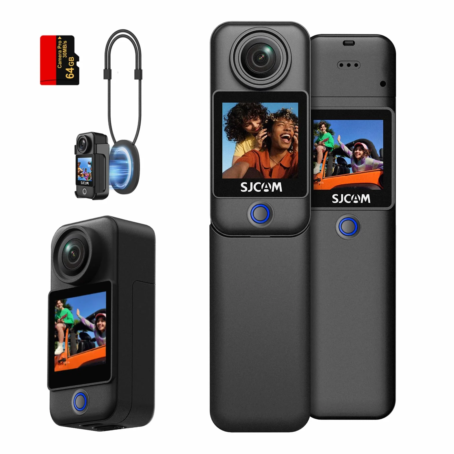 SJCAM C300 Vlog Camera,Action Cam 4K con Stabilizzazione 6-Assi,7Ore di Autonomia,Doppio Schermo Touch, Impermeabile 30M, Grandangolo 154° Microfono Integrato e Scheda 64GB Inclusa(Nero)