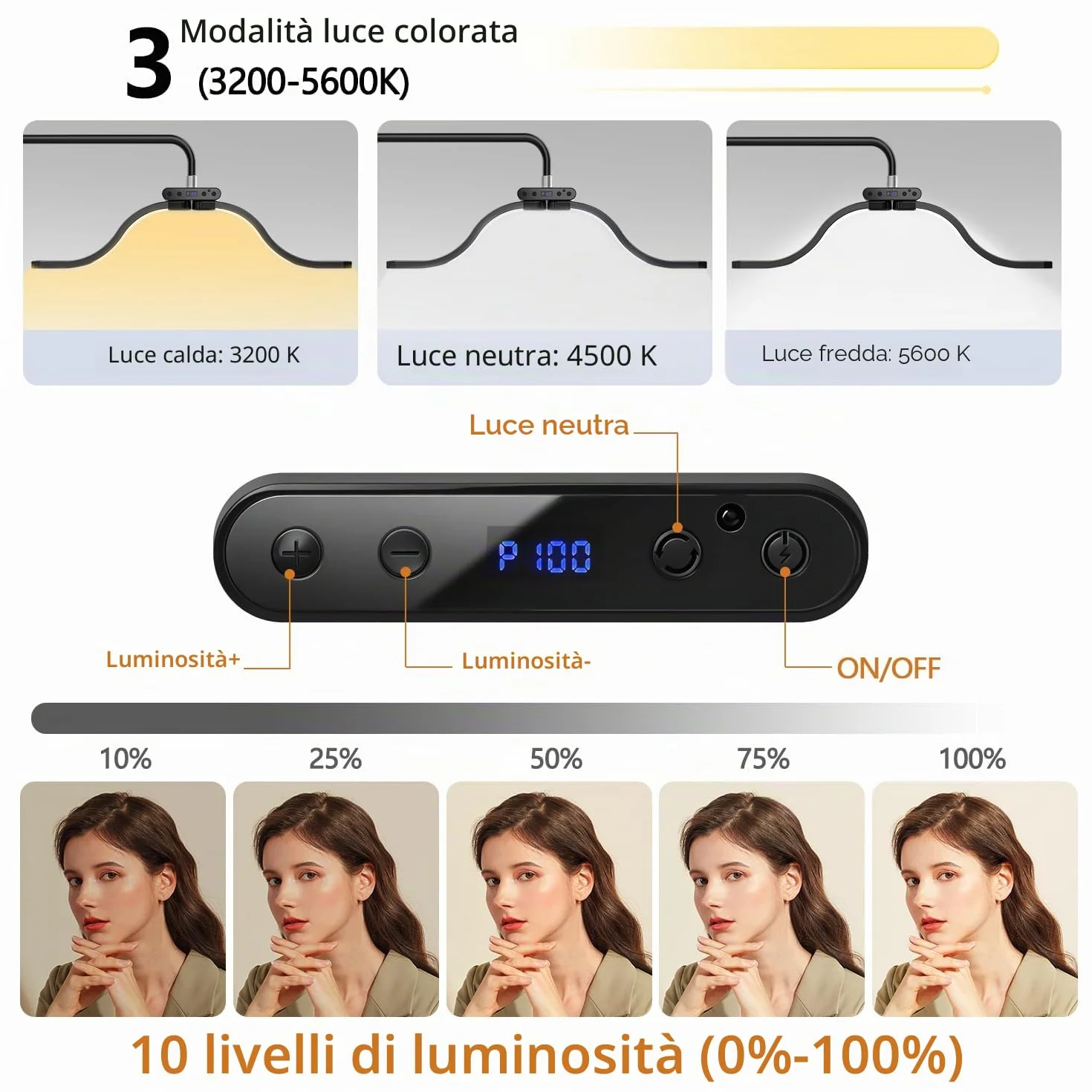 Nuvole Lampada Estetista Lampada per Extension Ciglia con Supporto per Telefono, Tatuatore, Onicotecnica – Luce Anulare LED Fredda-Luce Calda con Luminosità e Altezza Regolabili Lampad Estetista