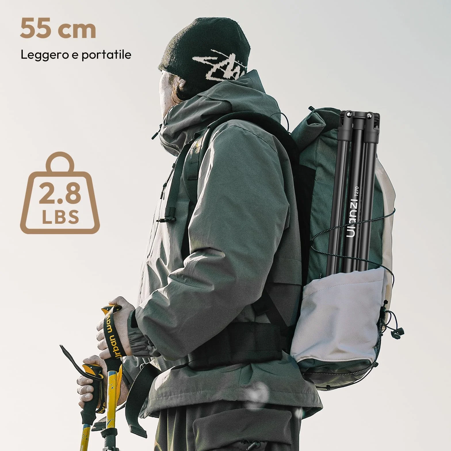 ULANZI T270, Stativo Fotografico in Alluminio da 270cm, Cavalletto per luci fotografiche con pesa 1,27 kg e capacità di carico 6 kg, Treppiede con vite da 1/4" per fotografia in Studio ed Esterna