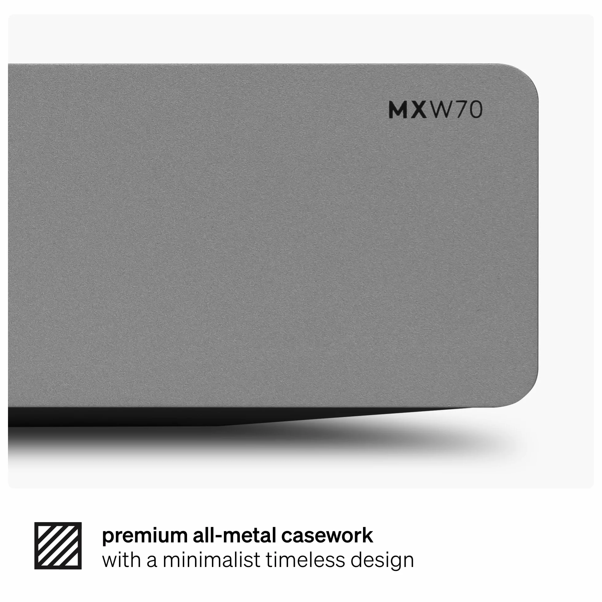 Cambridge Audio MXW 70 Sistema HiFi compatto 70 Watt per canale amplificatore di potenza classe D Hypex NCORE ingressi RCA XLR grigio lunare