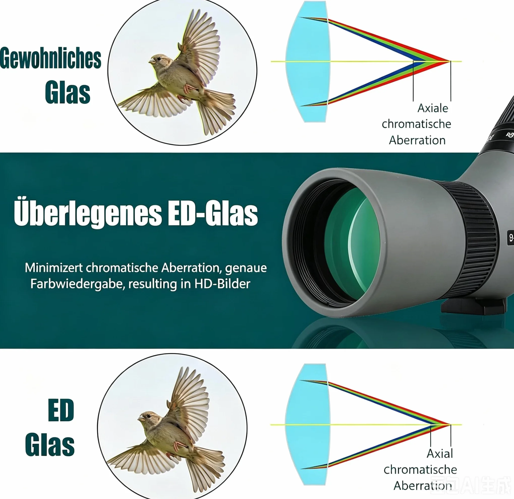 Svbony SV410 ED Cannocchiale 9-27x56, Compatta Portatile, Bordo in Vetro Ottica FMC, Ampio Campo Visivo Telescopio Spotting Scope per Bird Watching, Animali Selvatici