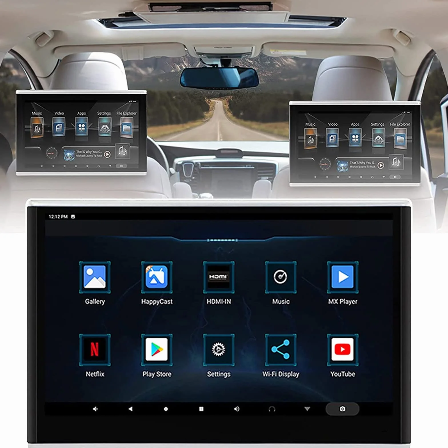 Monitor per poggiatesta TV per Auto con Touch Screen da 10 Pollici, Lettore Video per Tablet, Android 9.0 4K 1080P WiFi Bluetooth USB HDMI Airplay