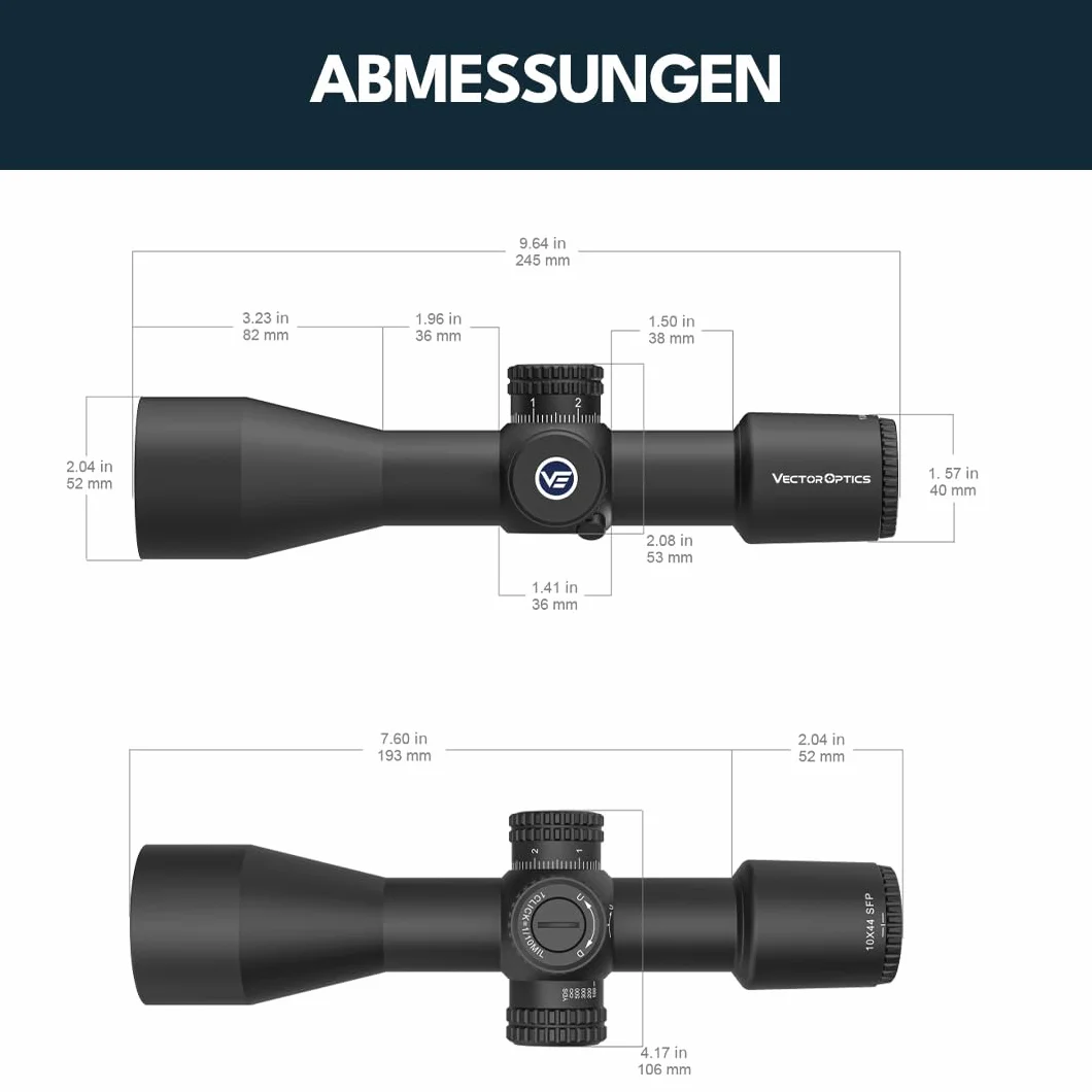 Vector Optics SCOM-41 Veyron 10x44 SFP - Cannocchiale per sport, airsoft e caccia, fucile ad aria compressa, mirino bersaglio, cannocchiale per fucile, scopa rifle