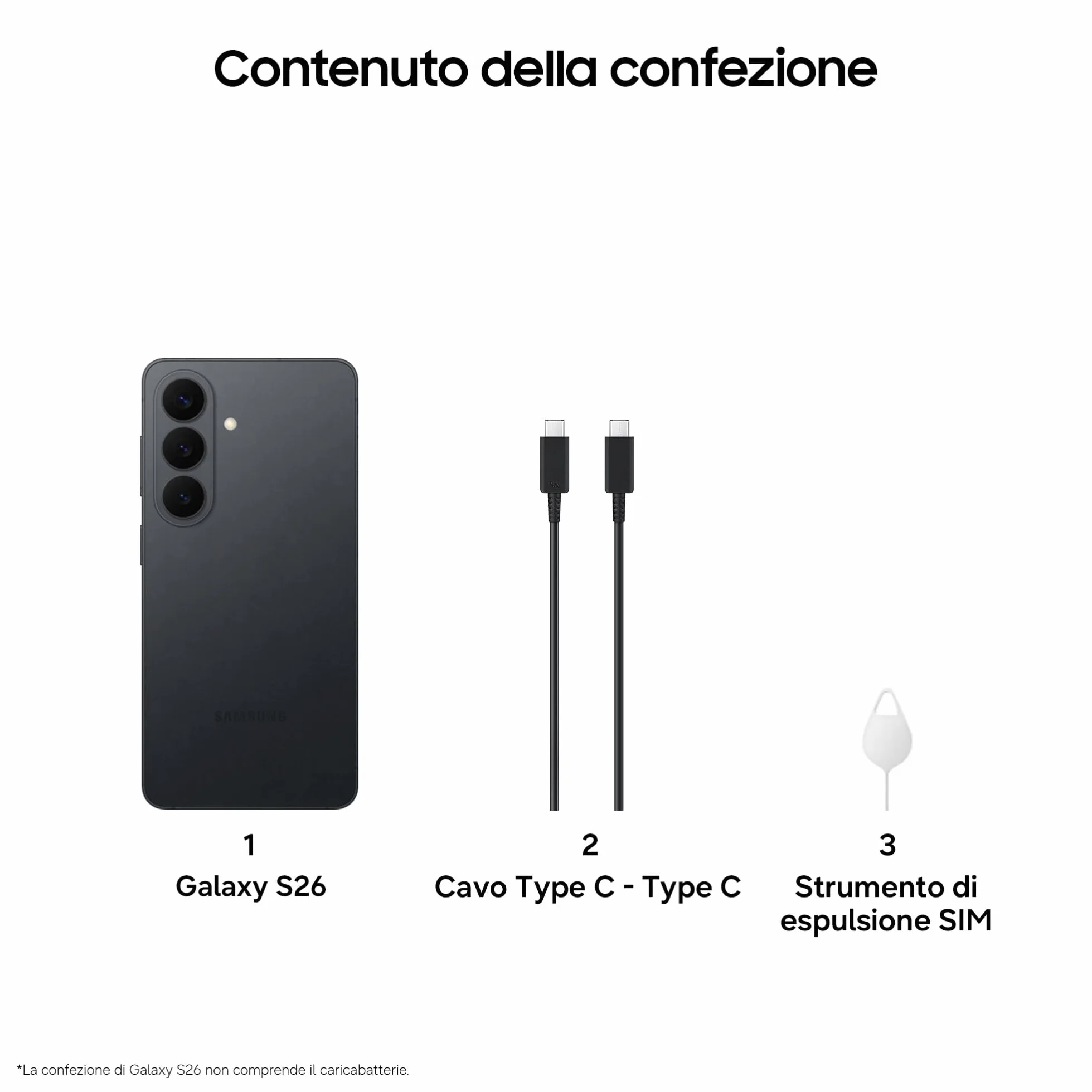 Samsung Galaxy S26 Smartphone AI, 256GB, 3 anni di Garanzia, Processore Avanzato, Assistente Foto, Creative Studio, Camera 50 MP, 4300 mAh, Black [Versione italiana]